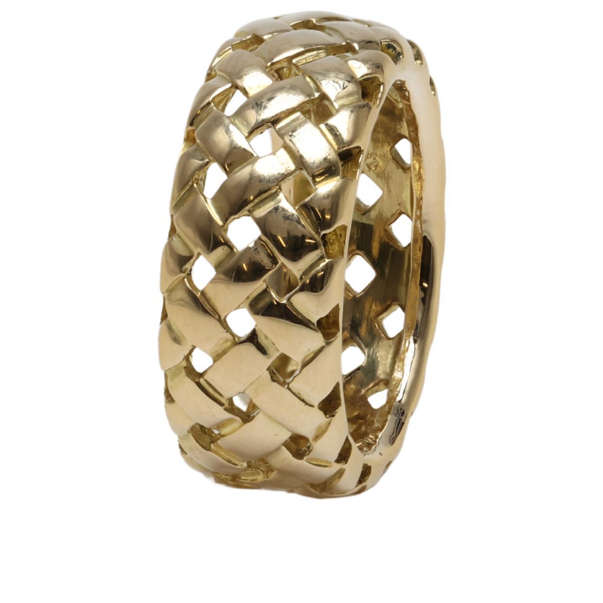 Women's or Men's Tiffany & Co. Basket Weave Band in 18K Yellow Gold Size 7.25