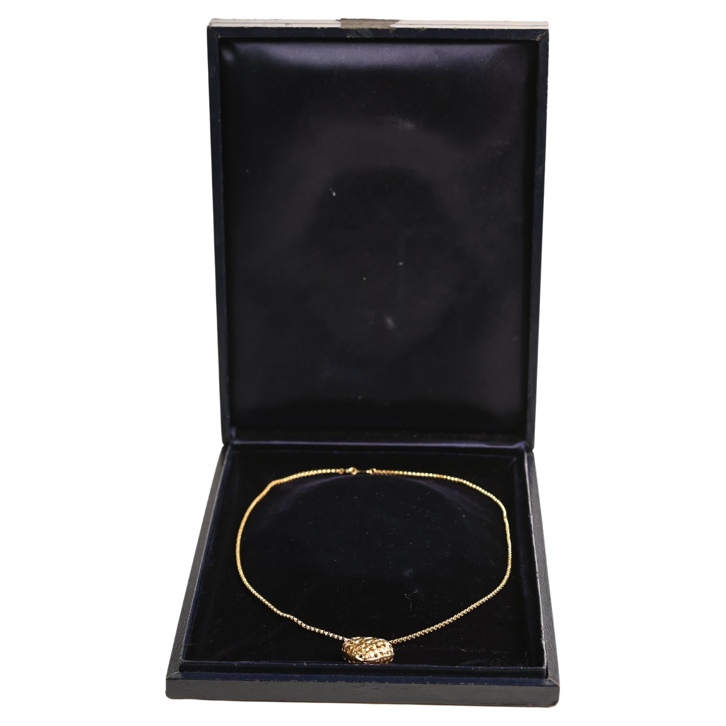 Tiffany & Co. Basket Weave Heart Necklace, 18K Yellow Gold