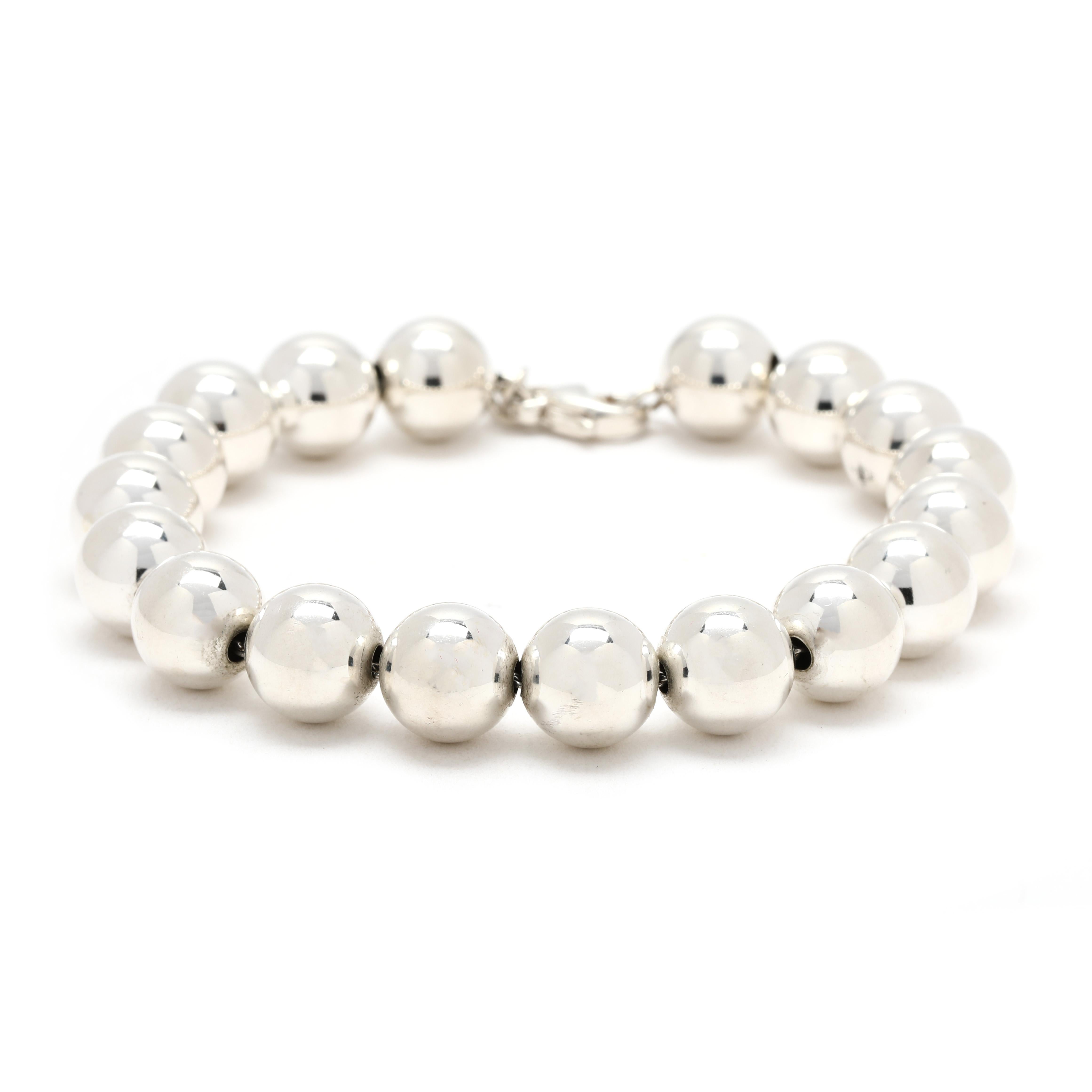 Pulsera de cuentas Tiffany 
Co., plata de ley, 7,75 pulgadas en venta