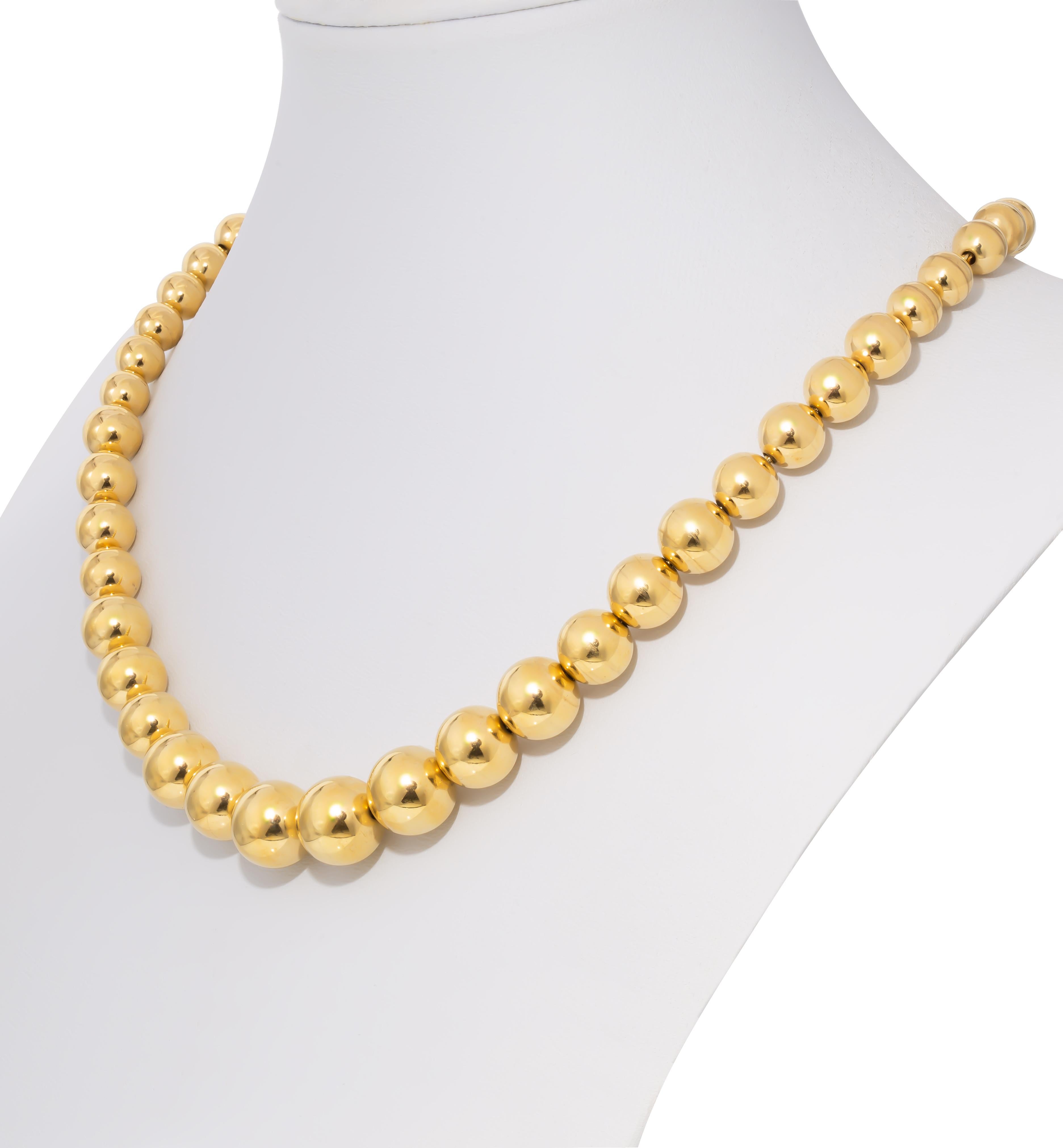 Modern Tiffany & Co Beaded Ball Necklace In 18K Yellow Gold For Sale