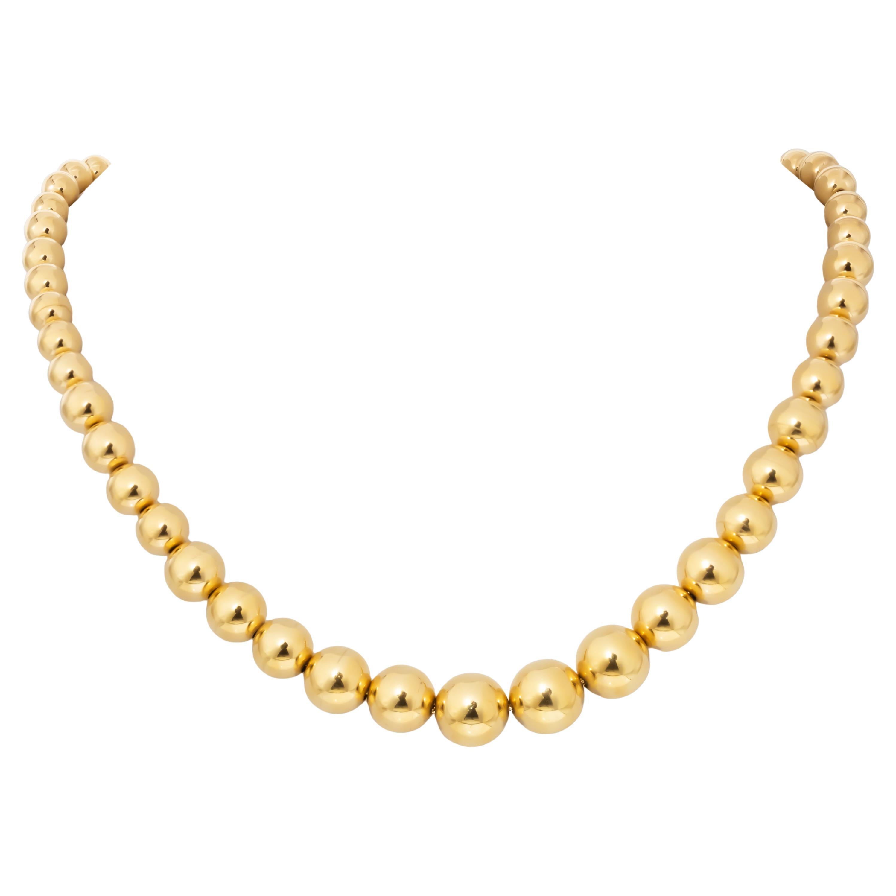 Tiffany & Co Beaded Ball Necklace In 18K Yellow Gold For Sale