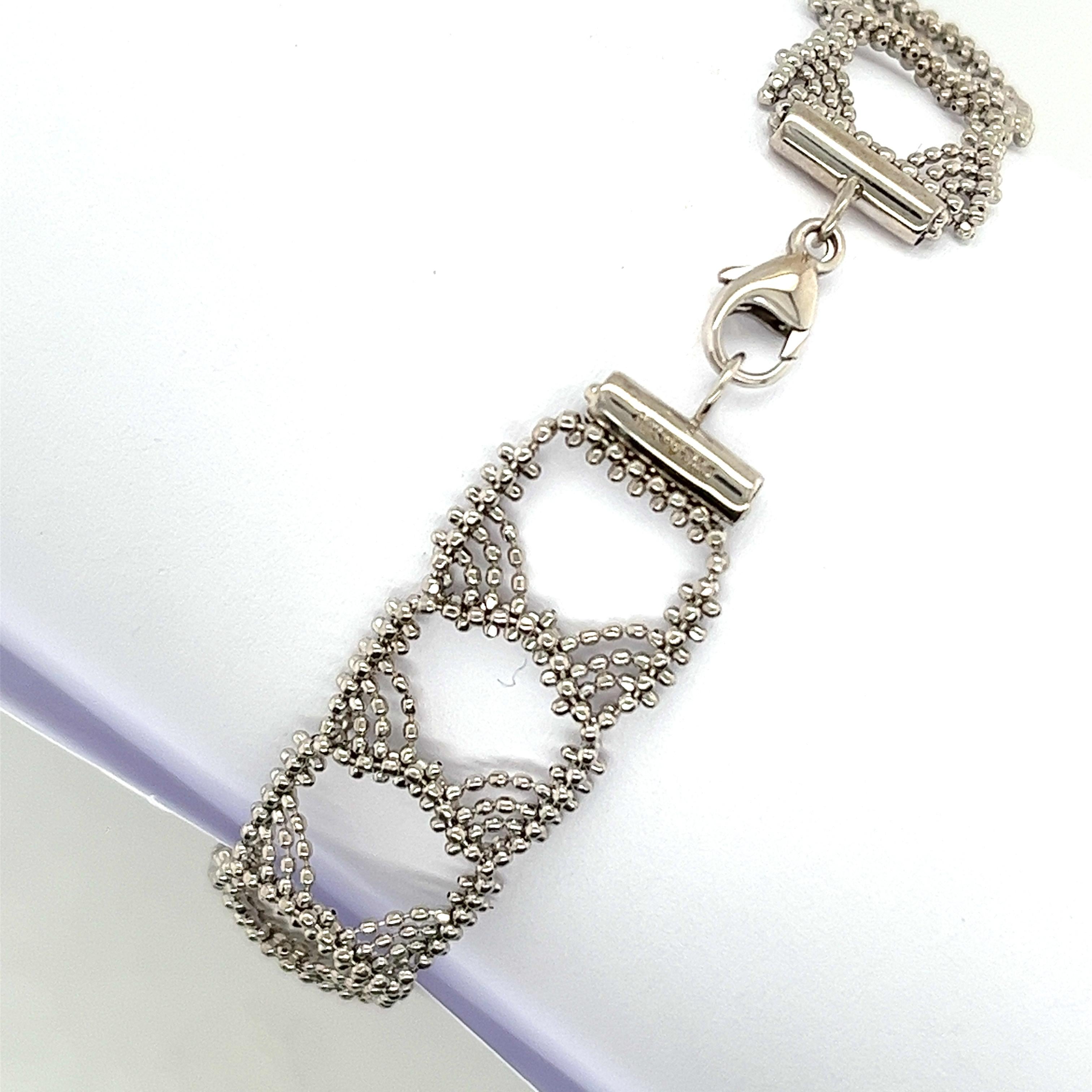 Tiffany & Co Beaded Flexible Bracelet 18ct White Gold In Excellent Condition For Sale In London, GB