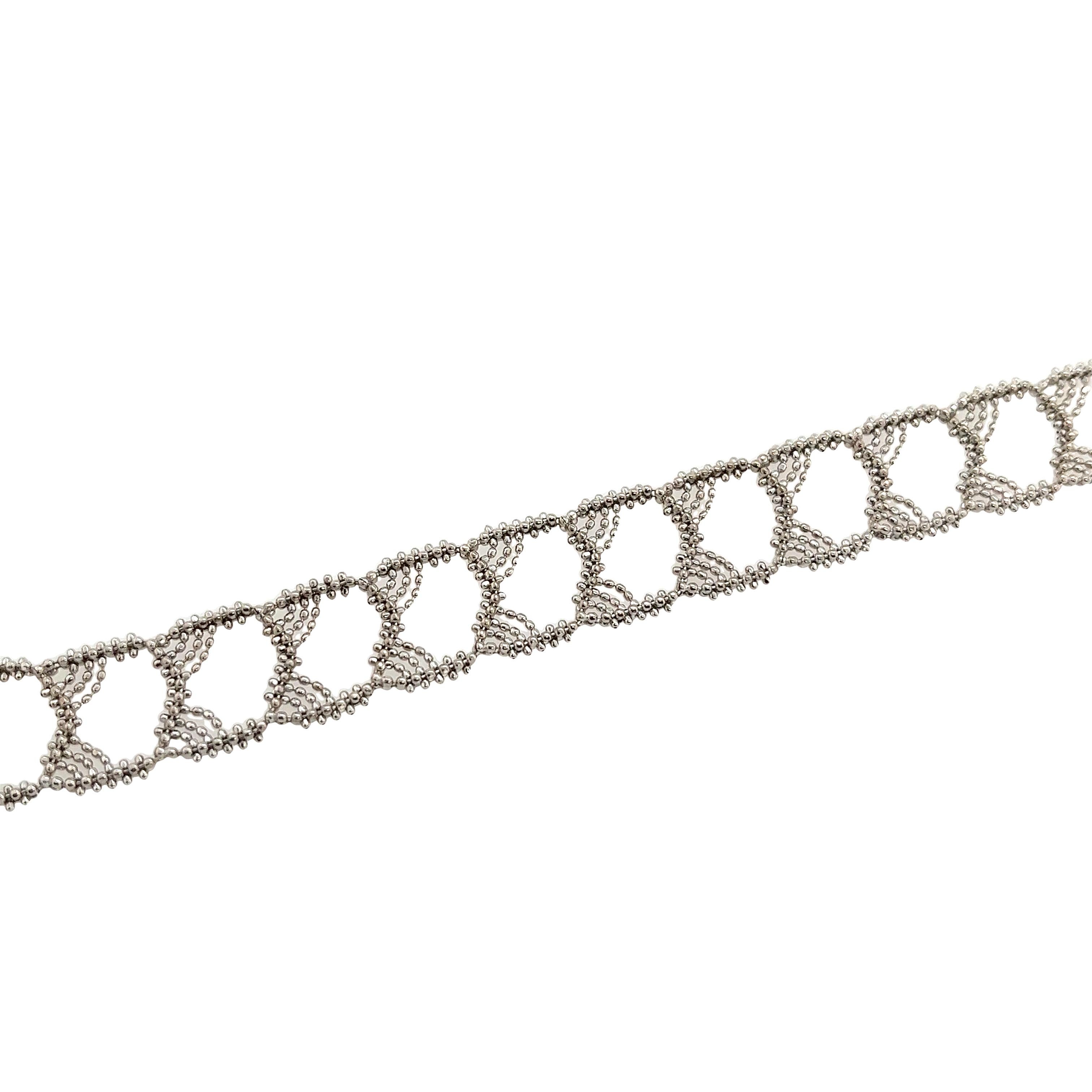Women's Tiffany & Co Beaded Flexible Bracelet 18ct White Gold For Sale