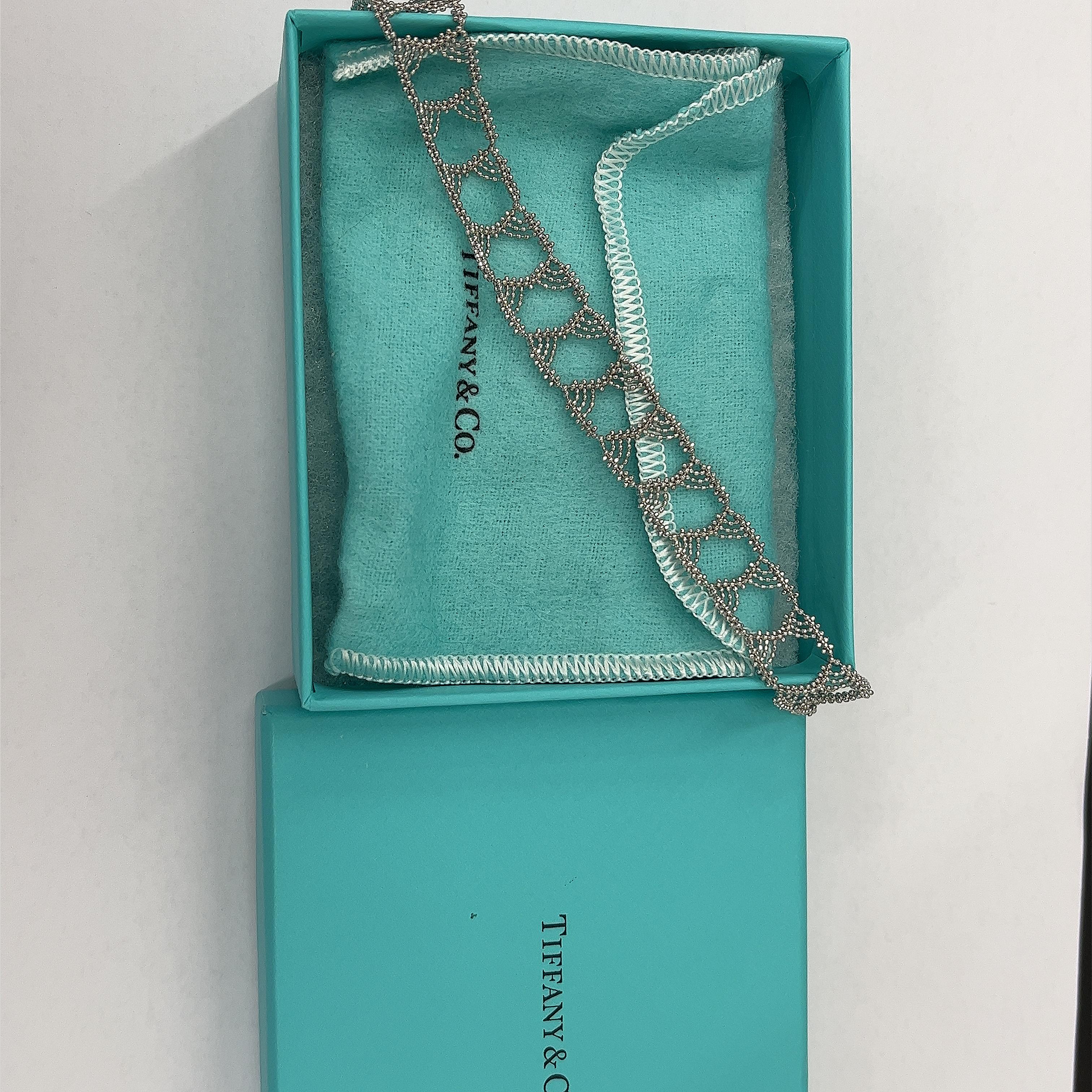 Tiffany & Co Beaded Flexible Bracelet 18ct White Gold For Sale 1