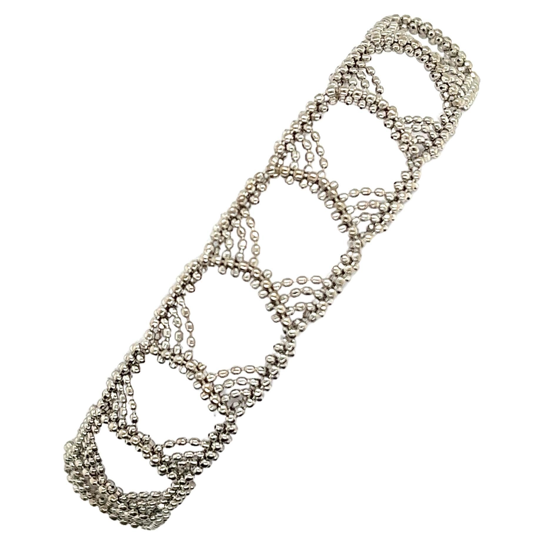 Tiffany & Co Bracelet souple à perles en or blanc 18ct