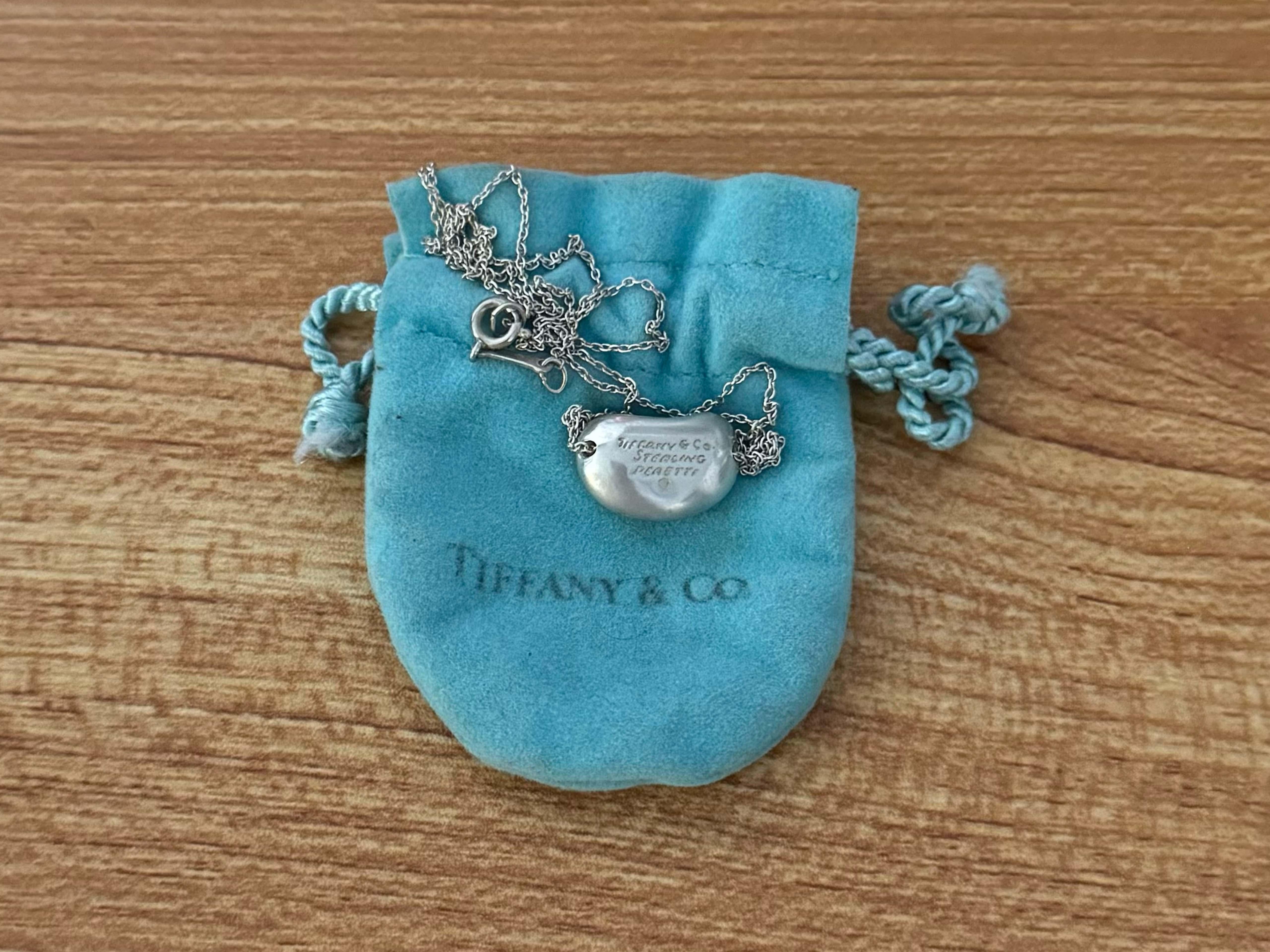 Modern Tiffany & Co. Bean Necklace Sterling Silver With Pouch
