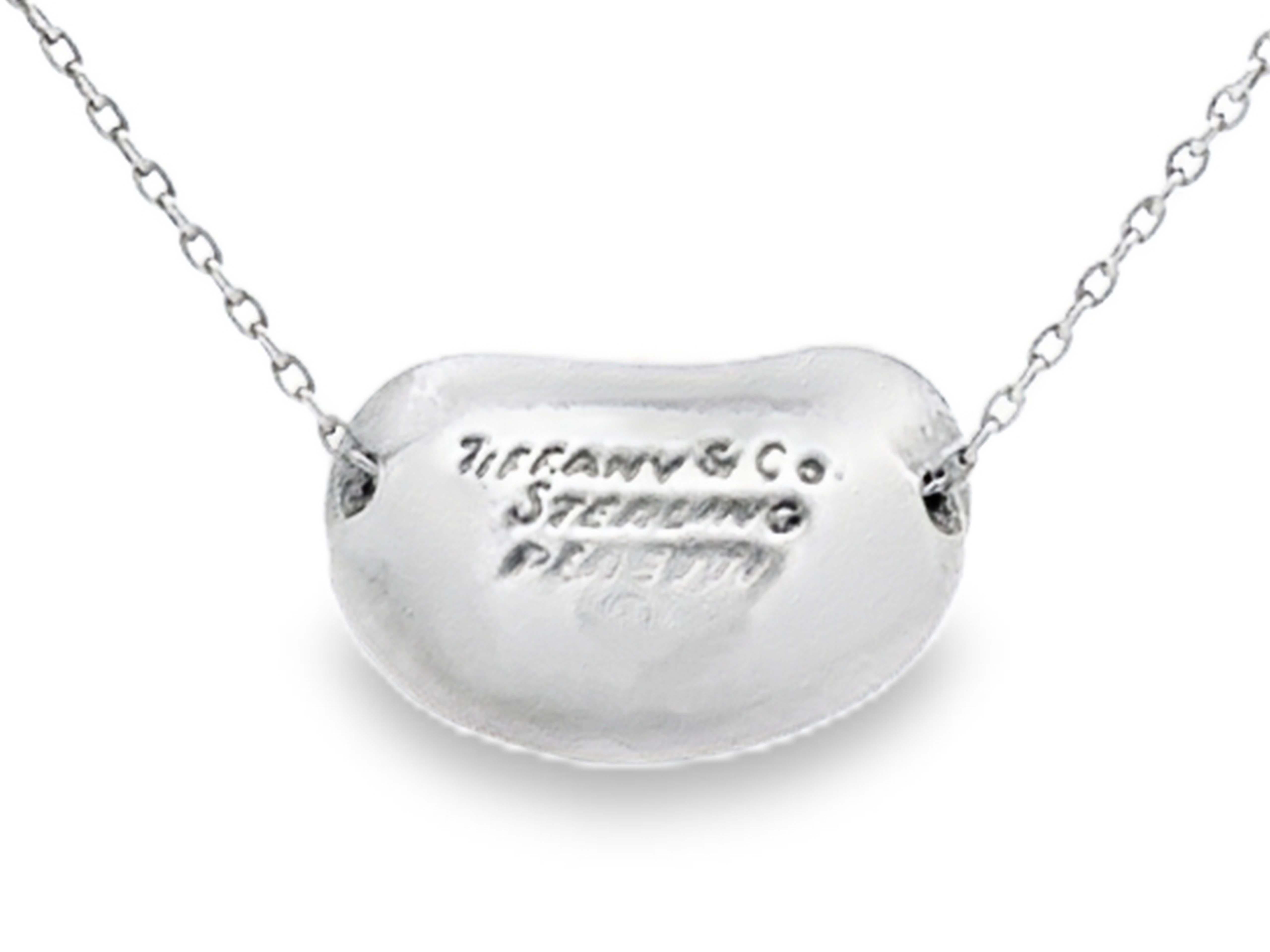 Tiffany & Co. Bean Necklace Sterling Silver With Pouch In Excellent Condition In Honolulu, HI