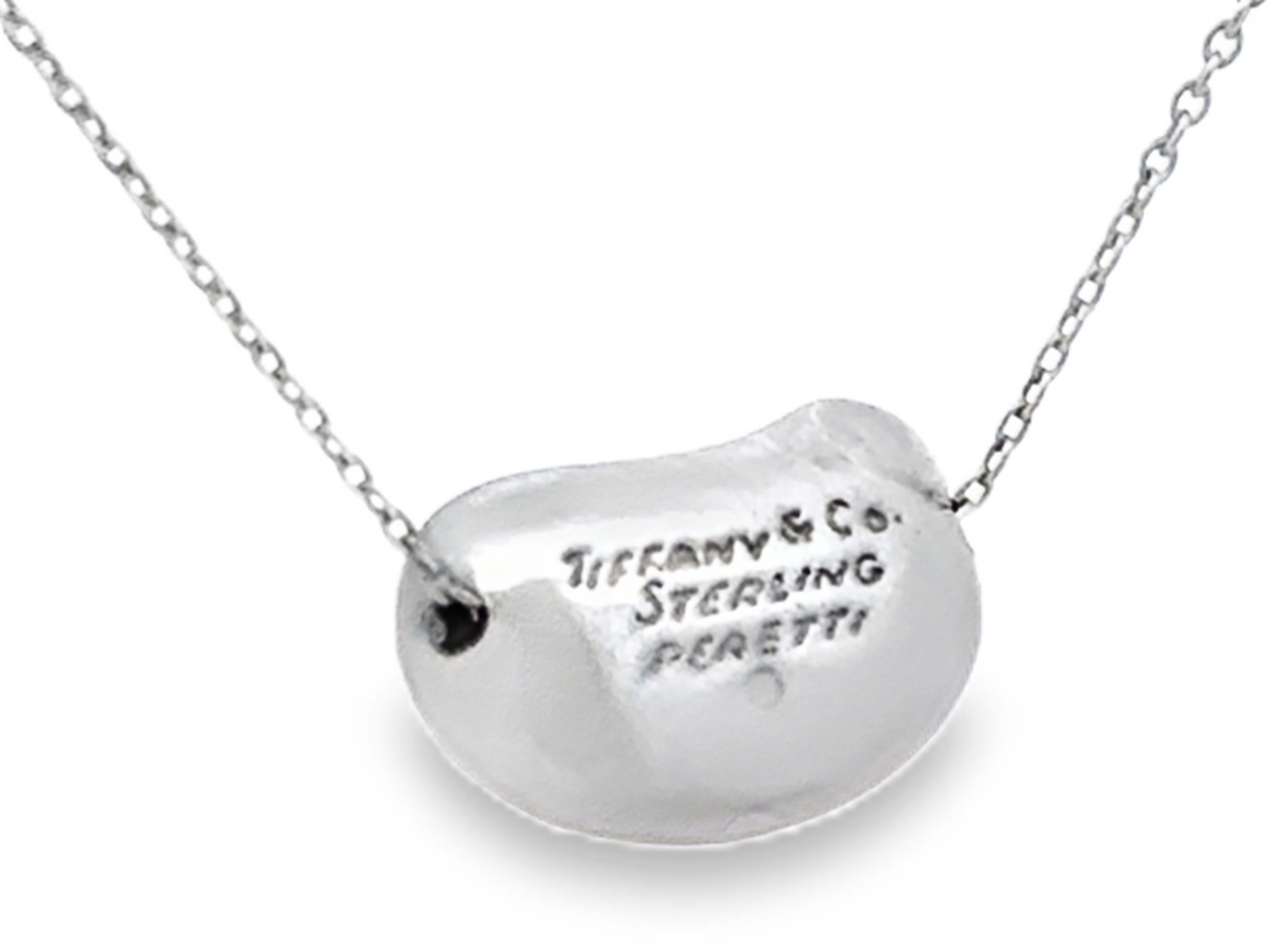 Women's or Men's Tiffany & Co. Bean Necklace Sterling Silver With Pouch