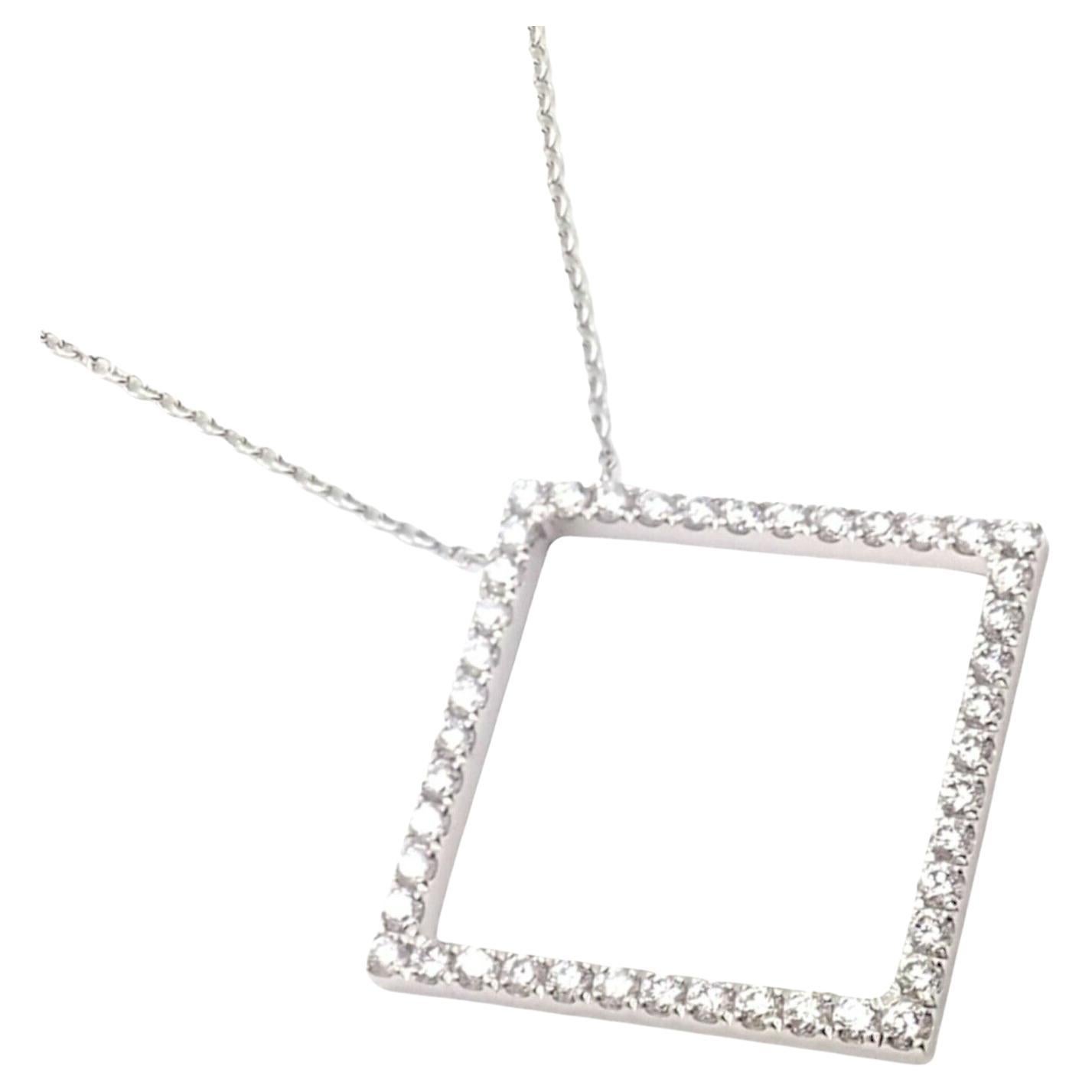 Tiffany & Co Belgium Diamond Square White Gold Pendant Necklace