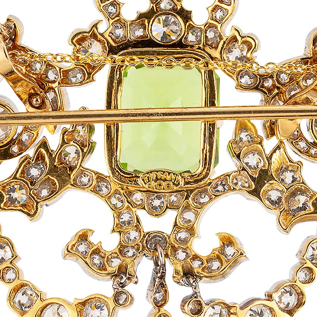 Women's Tiffany & Co. Belle Époque Peridot Diamond Pearl Gold Platinum Brooch Pendant