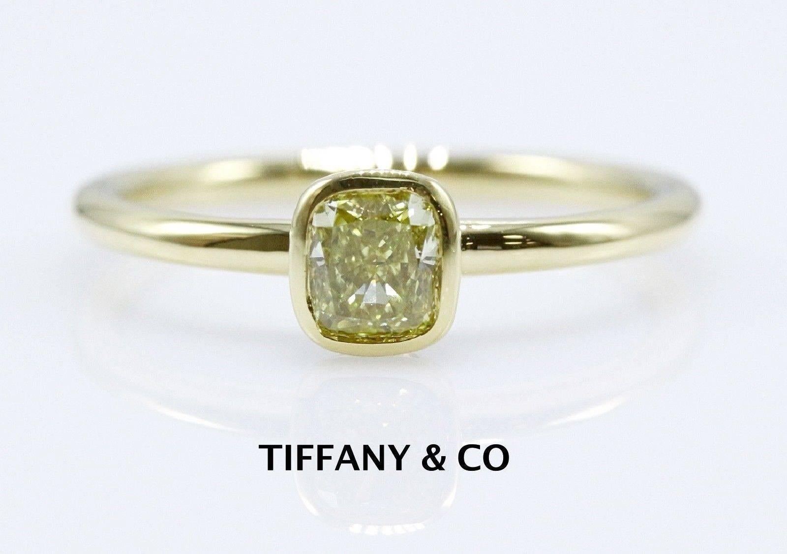 Women's Tiffany & Co. Bezet Fancy Intense Yellow 0.41ct Diamond Ring in 18kt Yellow Gold