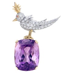 Tiffany & Co 'Bird on a Rock' Amethyst and Diamond Brooch, Schlumberger