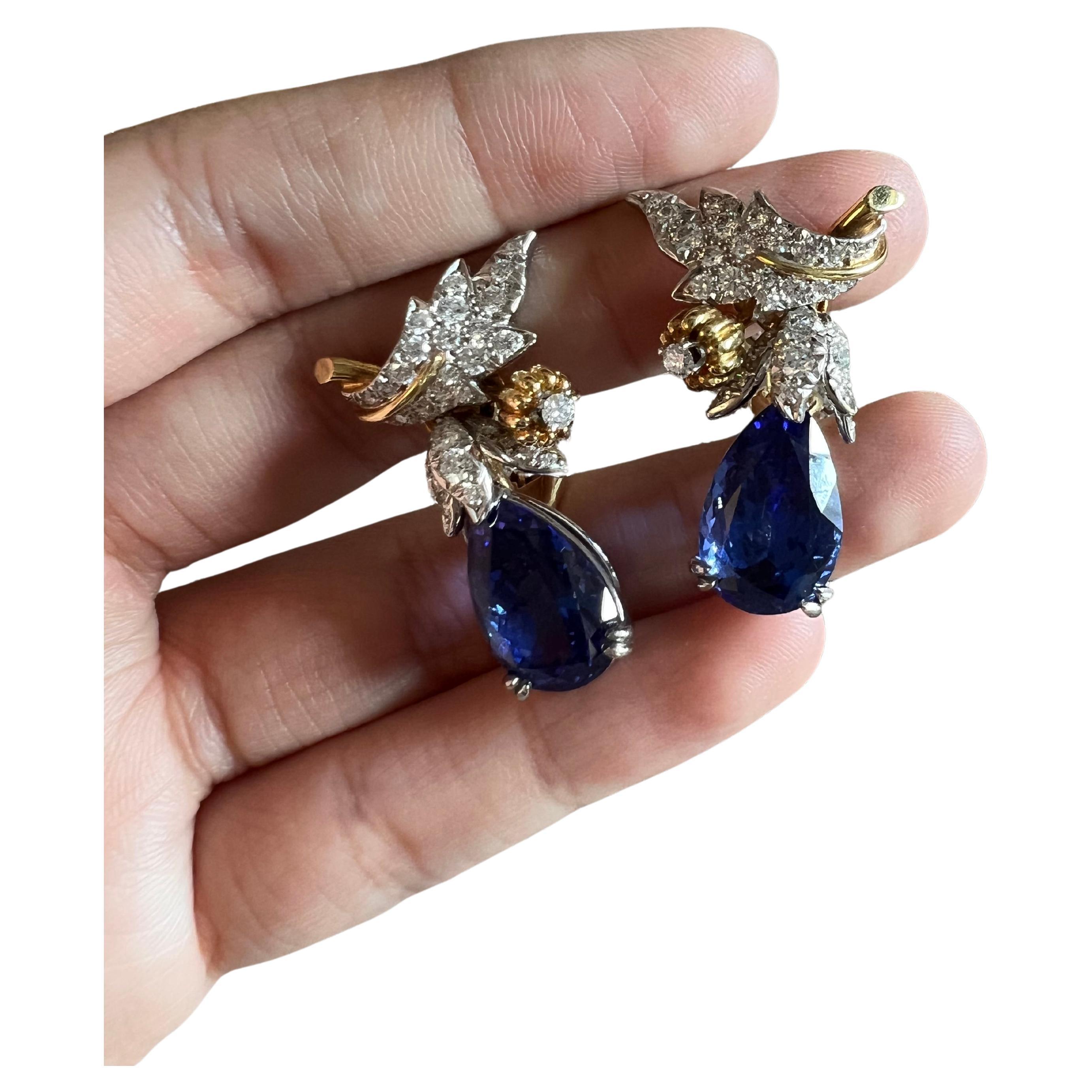 Tiffany 
Co. Bird on a Rock Tanzanite and Diamond Earrings - 1970
s For Sale