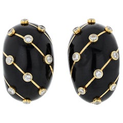 Tiffany & Co. Black Enamel Banana Schlumberger Diamond Earrings