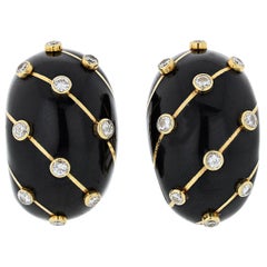 Vintage Tiffany & Co. Black Enamel Banana Schlumberger Diamond Earrings