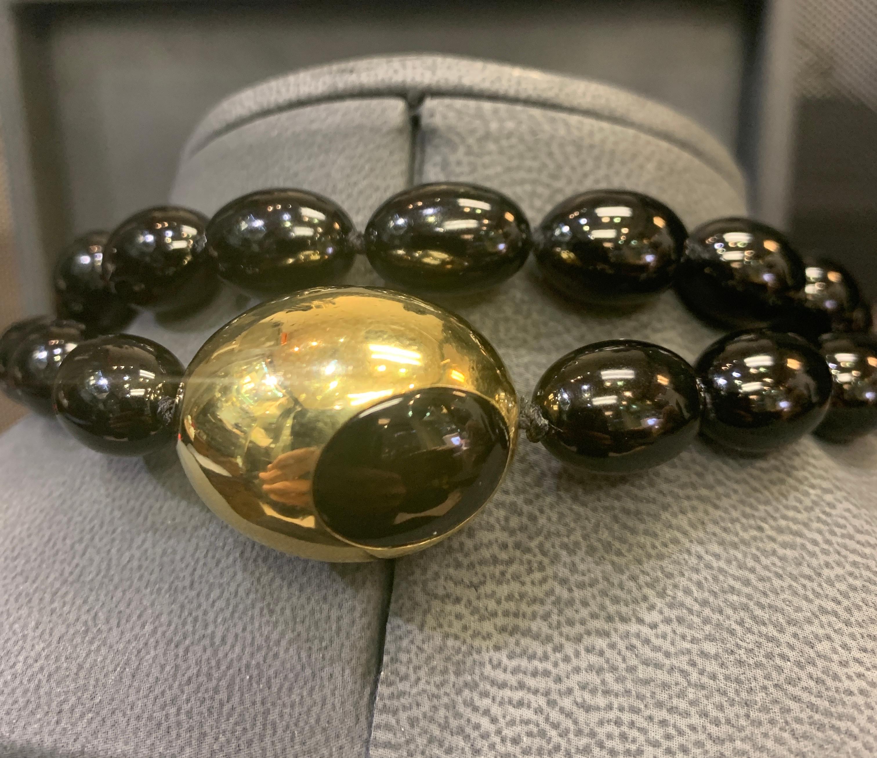 Tiffany & Co Black Jade and Gold Bead Necklace 6