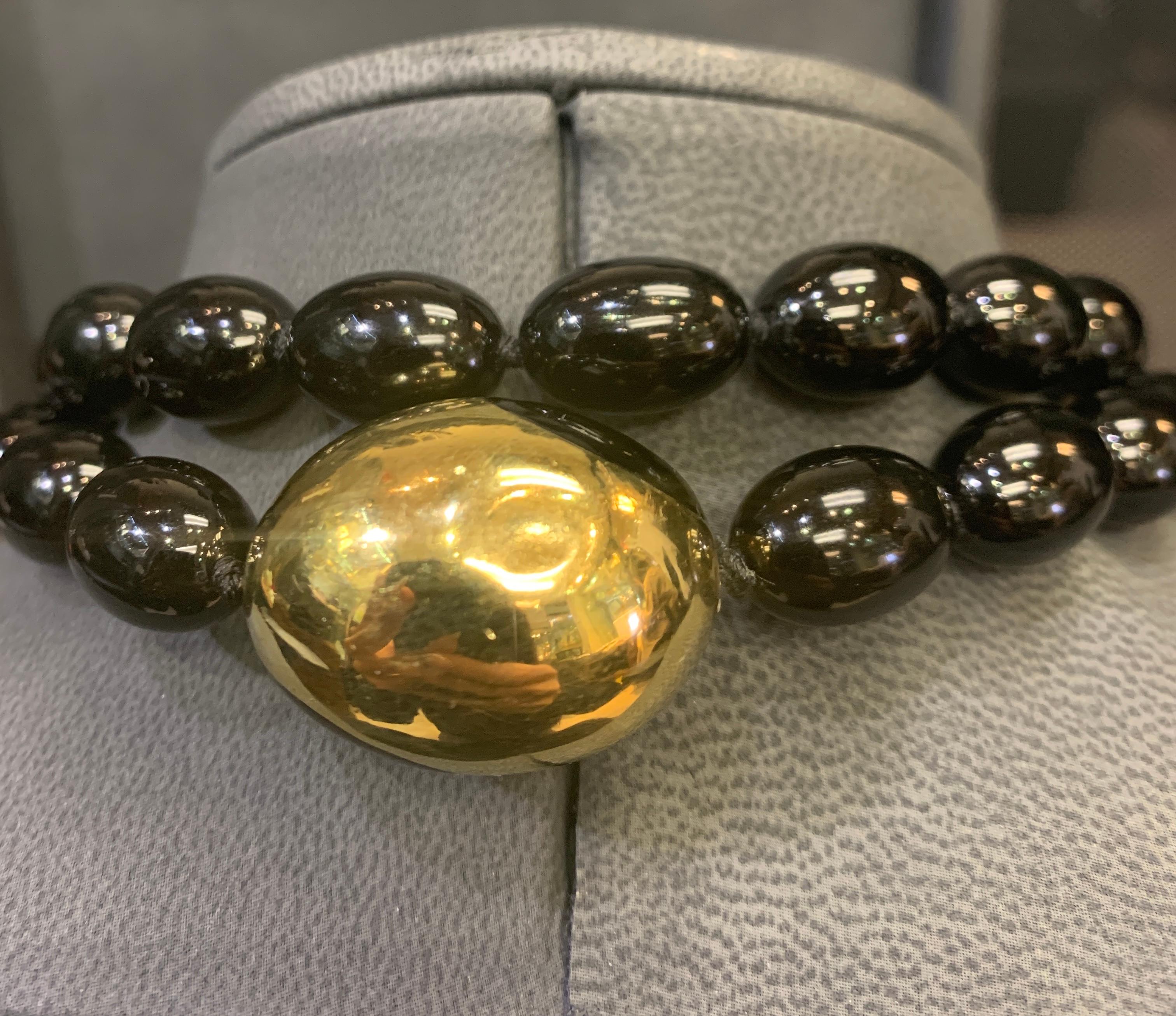 Tiffany & Co Black Jade and Gold Bead Necklace 7