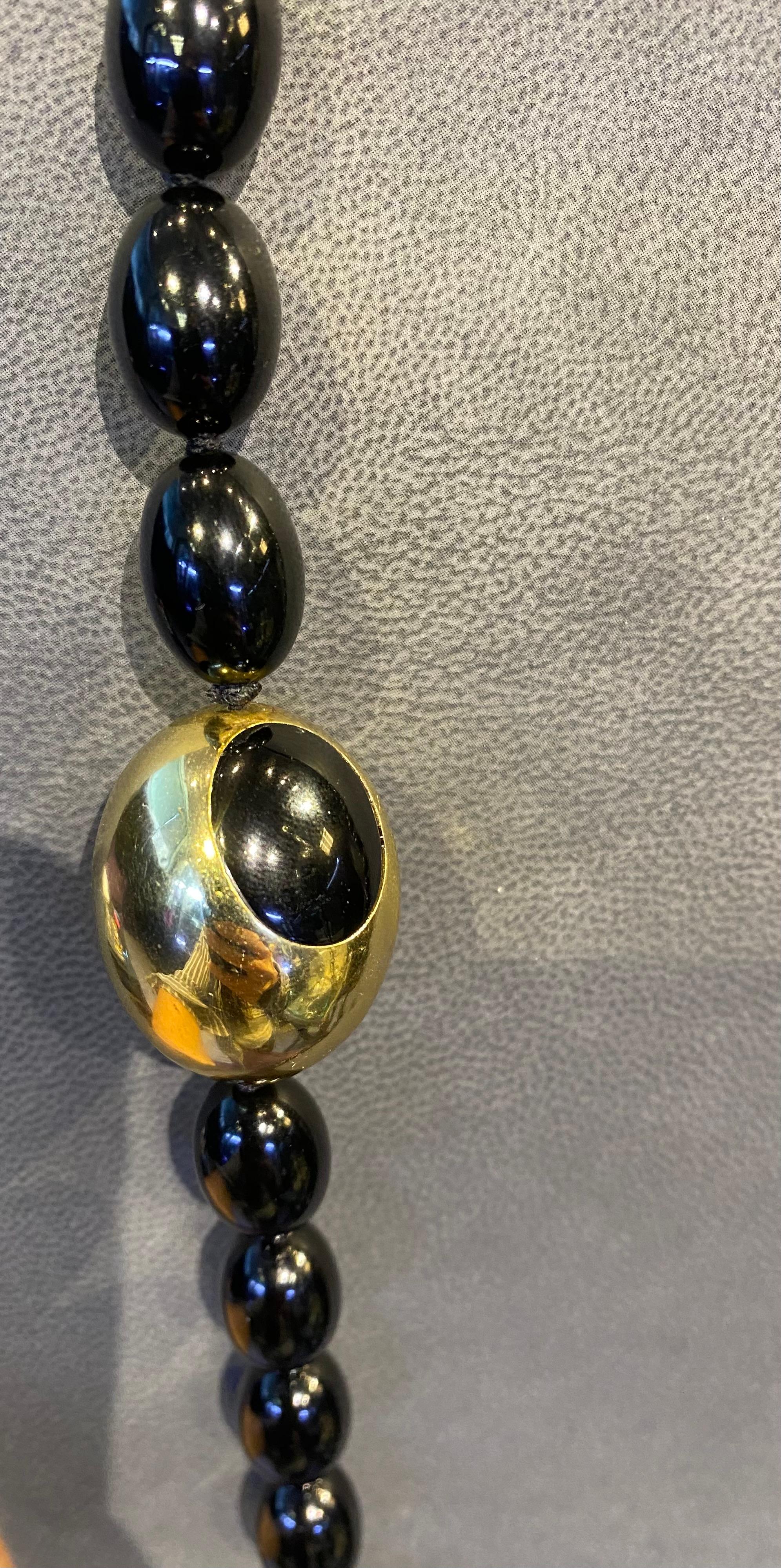Tiffany & Co Black Jade and Gold Bead Necklace 9