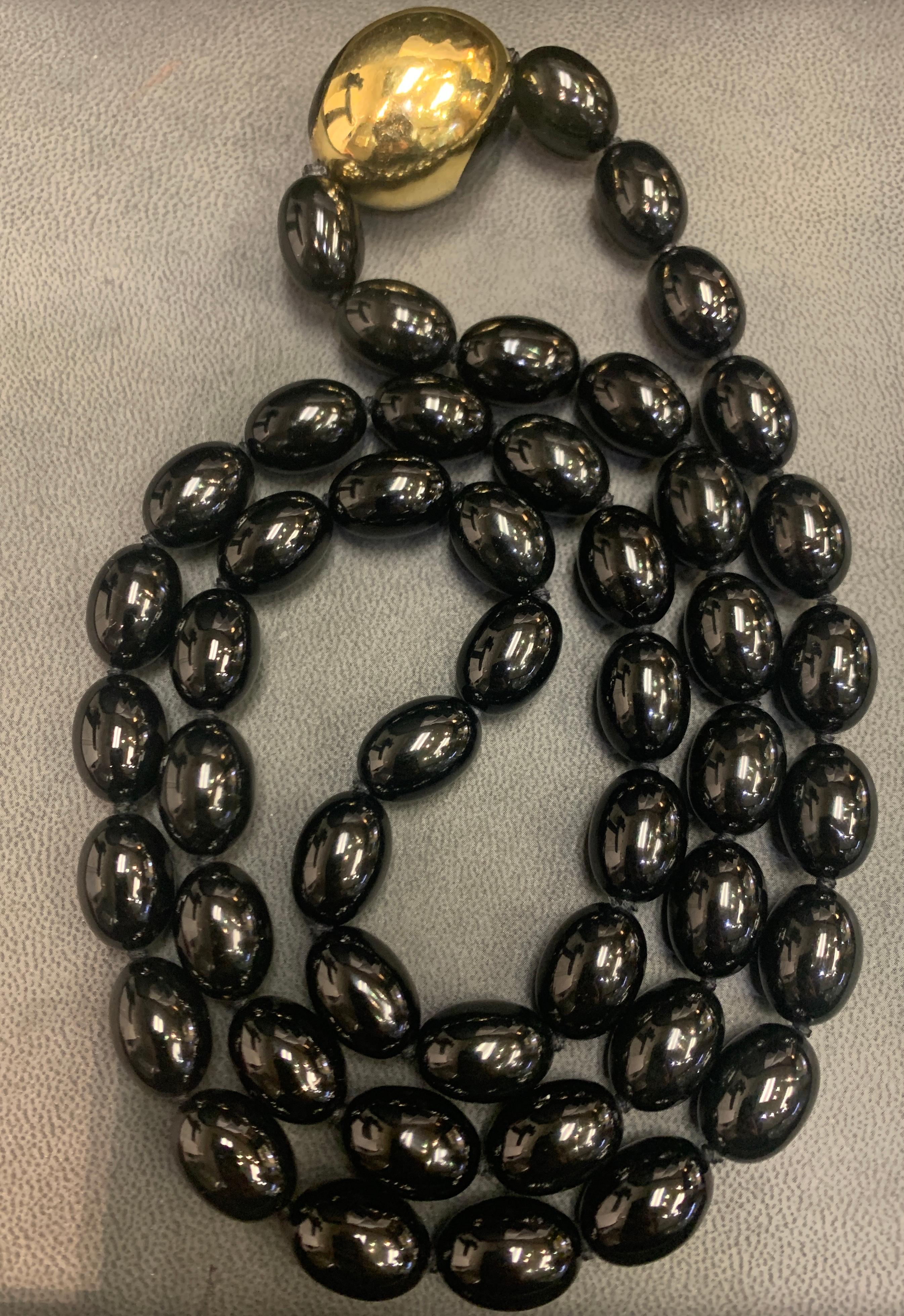 Women's Tiffany & Co Black Jade and Gold Bead Necklace
