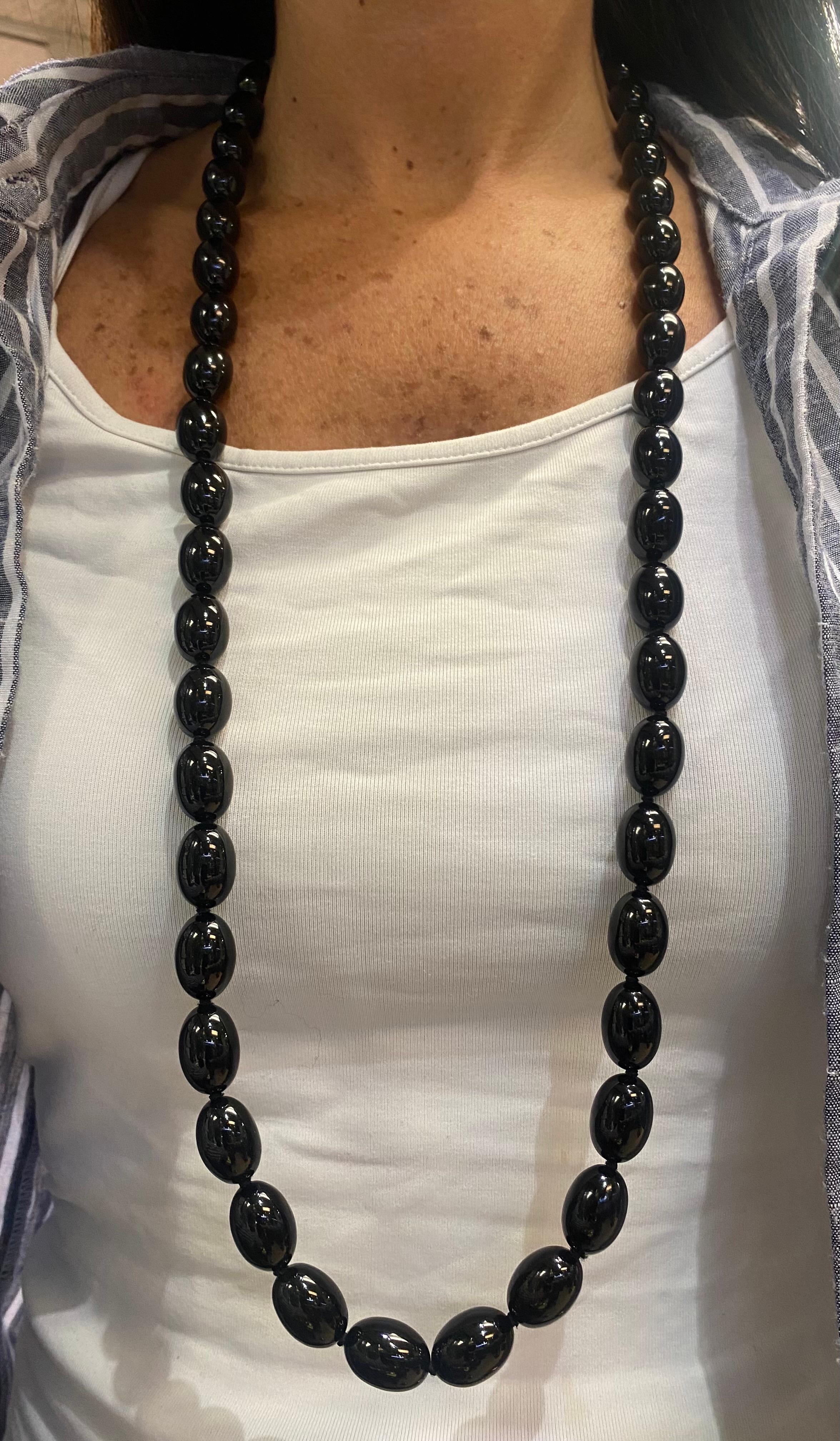 Tiffany & Co Black Jade and Gold Bead Necklace 1