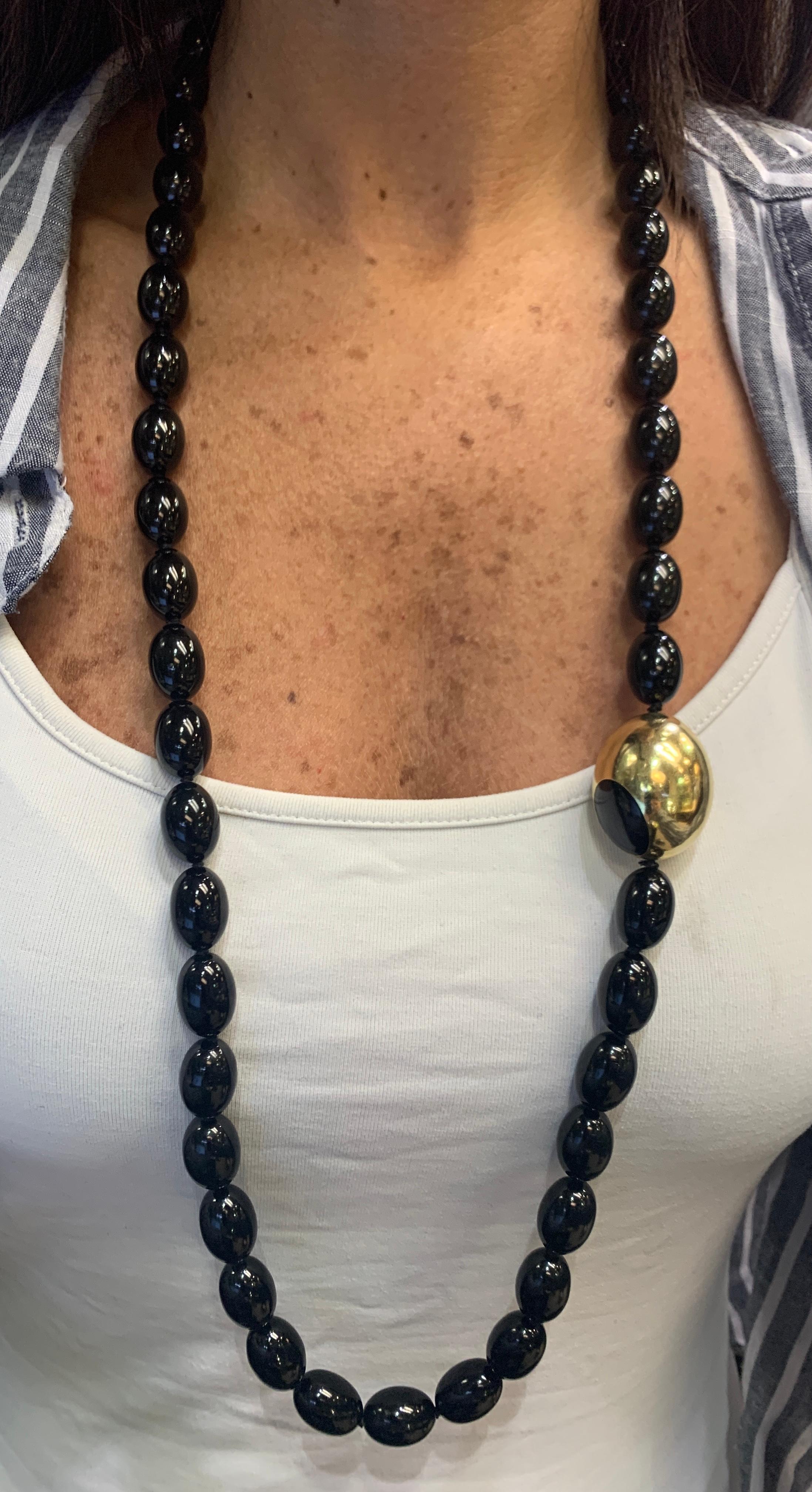 Tiffany & Co Black Jade and Gold Bead Necklace 2