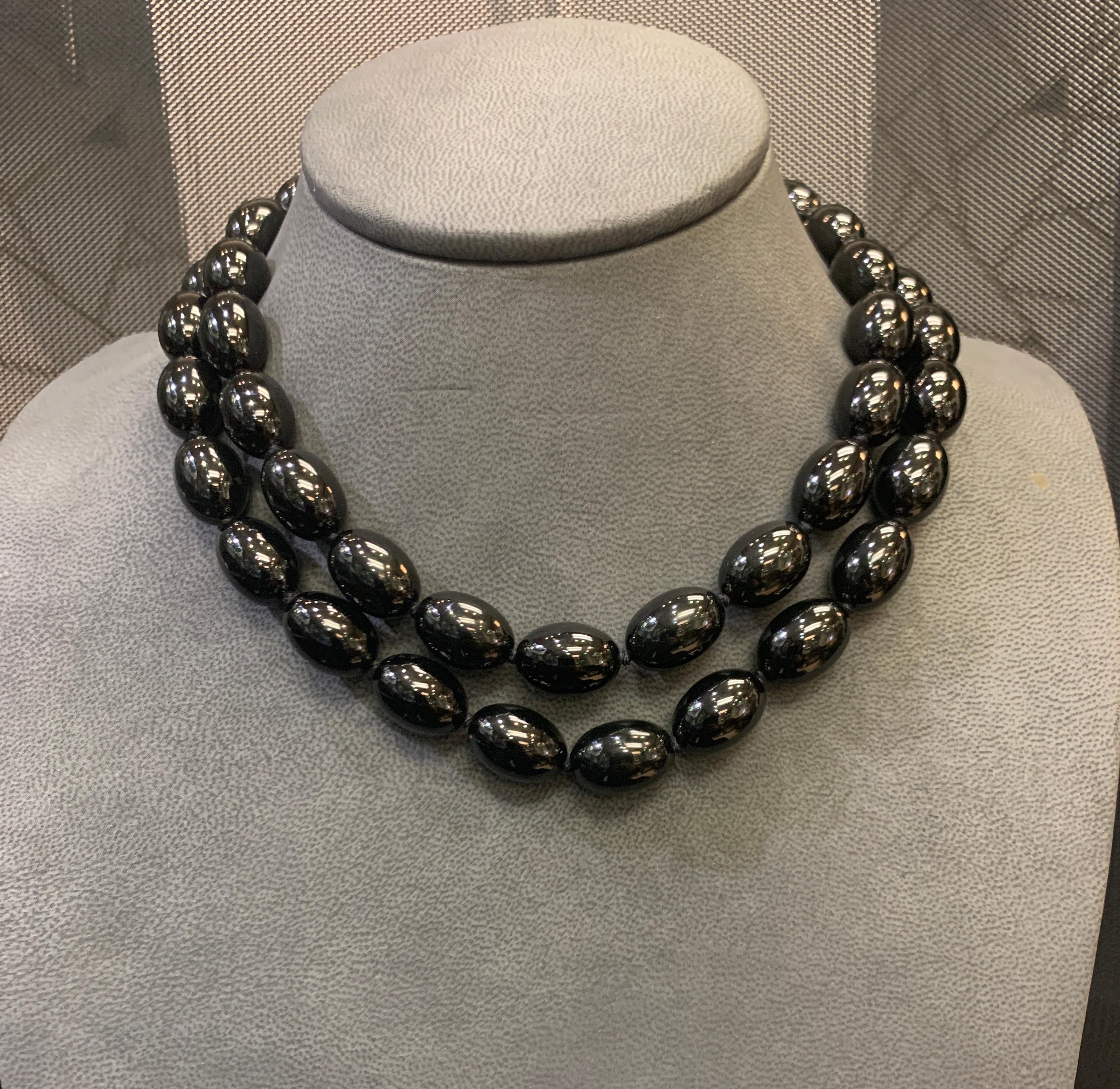 Tiffany & Co Black Jade and Gold Bead Necklace 4