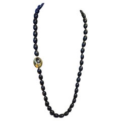 Tiffany & Co Black Jade and Gold Bead Necklace