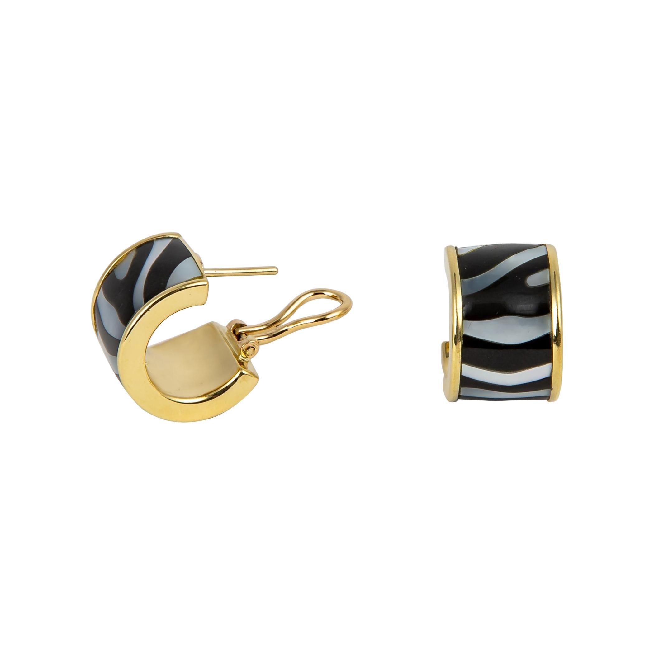 Tiffany & Co. Black Jade and Mother of Pearl Earrings