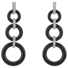 Tiffany & Co. Orecchini a cerchio in platino con diamante di giada nera