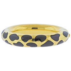 Vintage Tiffany & Co. Black Jade Inlay Gold Bangle Bracelet