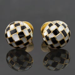 TIFFANY & CO. Black Jade Mother-of-Pearl 18k Yellow Double Sided Cufflinks