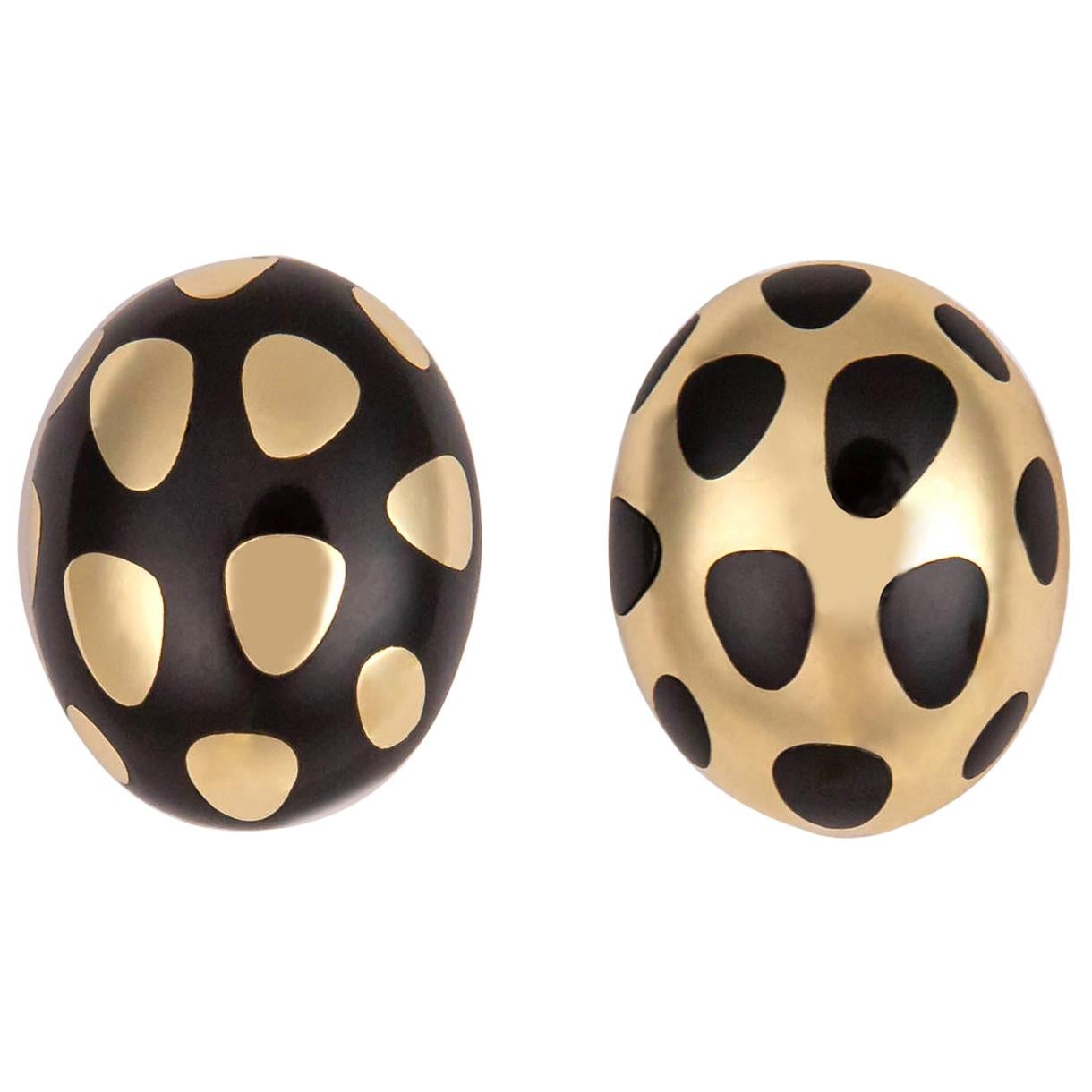 Black Jade Polka Dot Earrings 