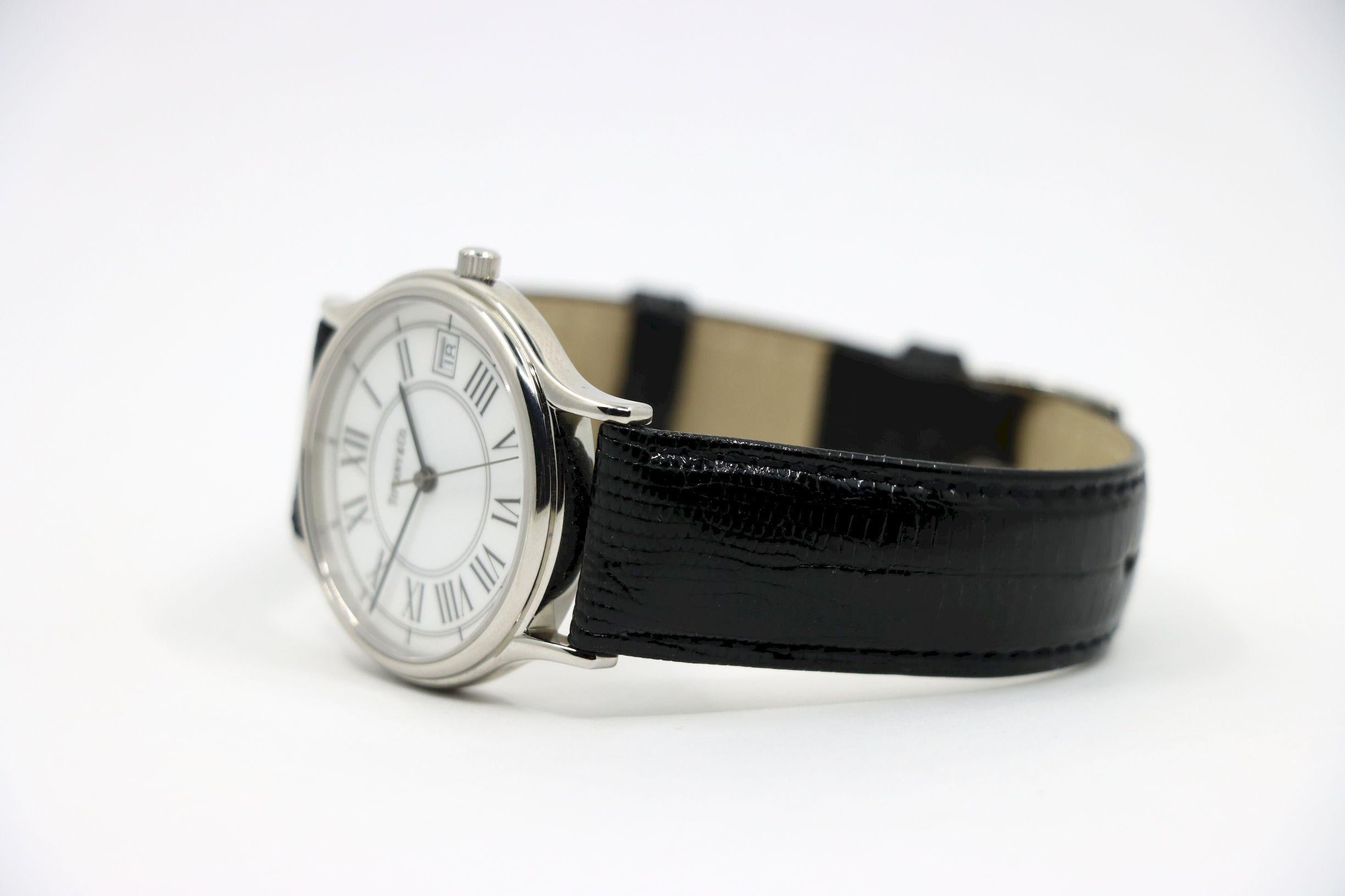 Orologio Portfolio in pelle nera Tiffany & Co. in vendita 1