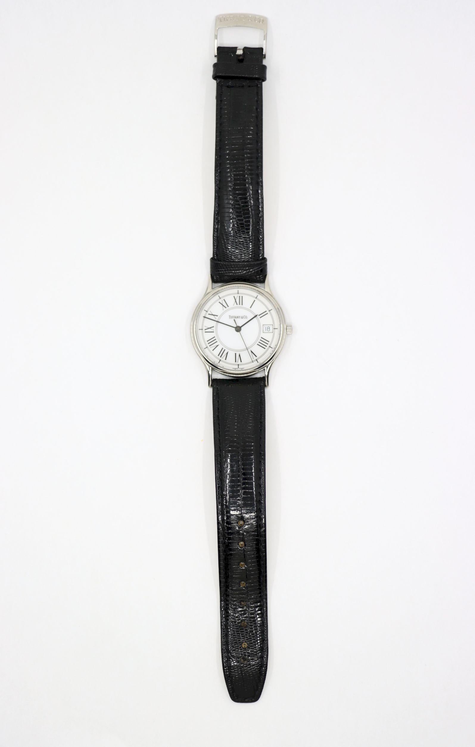 Orologio Portfolio in pelle nera Tiffany & Co. in vendita 2