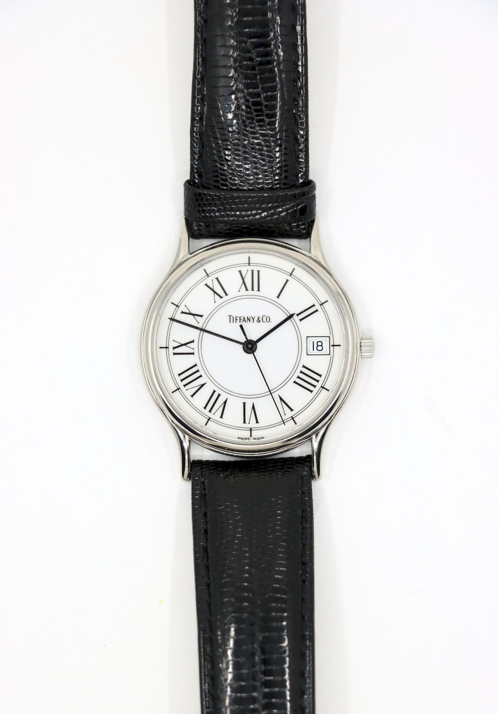Orologio Portfolio in pelle nera Tiffany & Co. in vendita 3