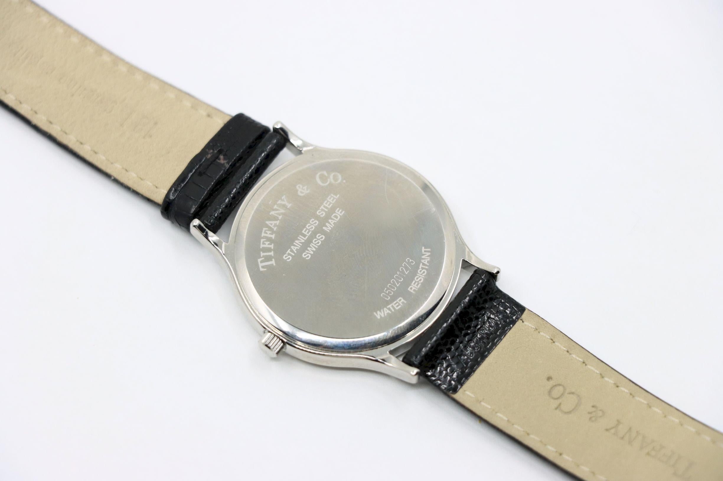 Orologio Portfolio in pelle nera Tiffany & Co. in vendita 5