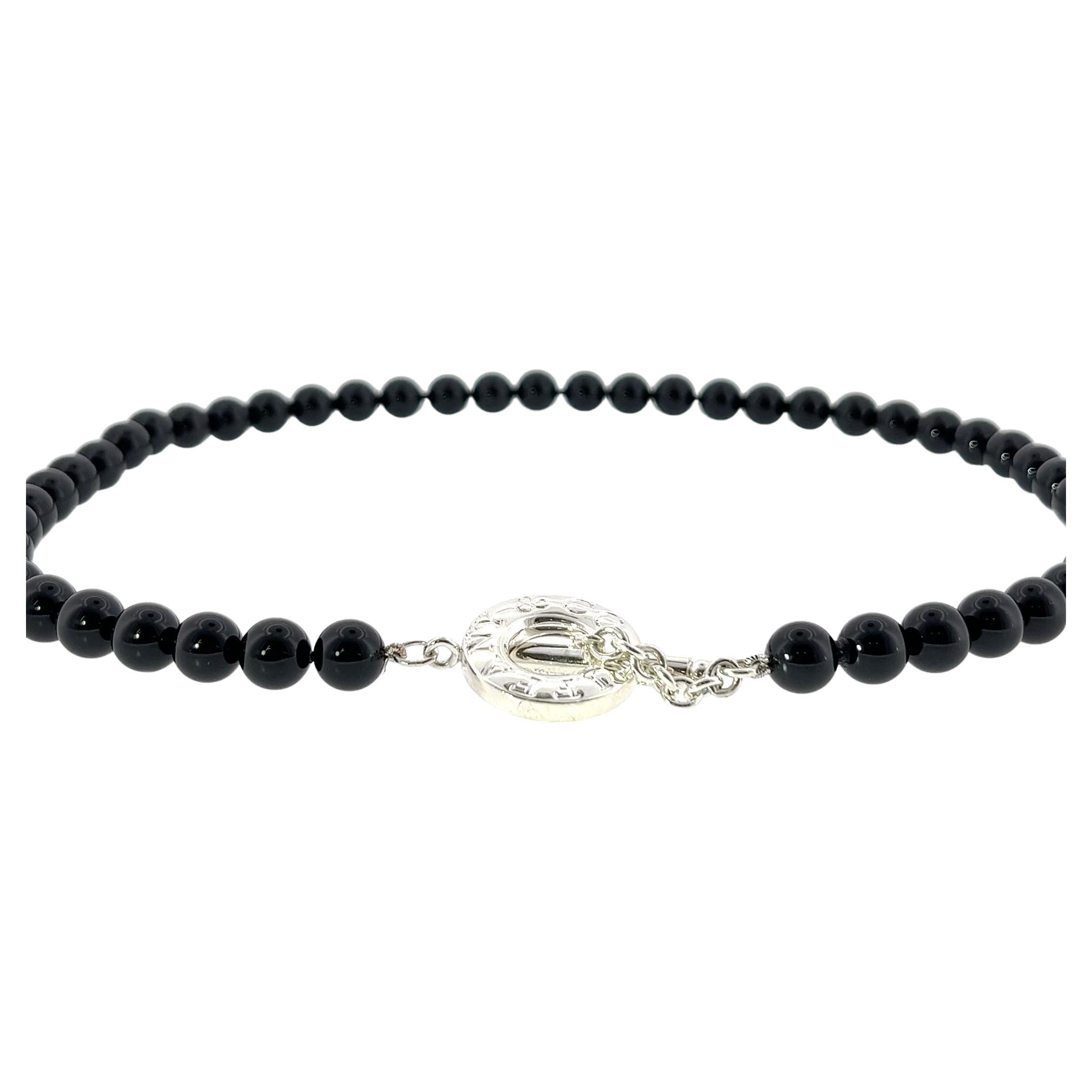 Tiffany & Co. Black Onyx 18" Toggle Silver Necklace