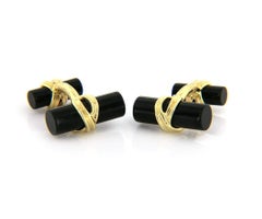 Tiffany & Co. Black Onyx Cufflinks in 18K Yellow Gold