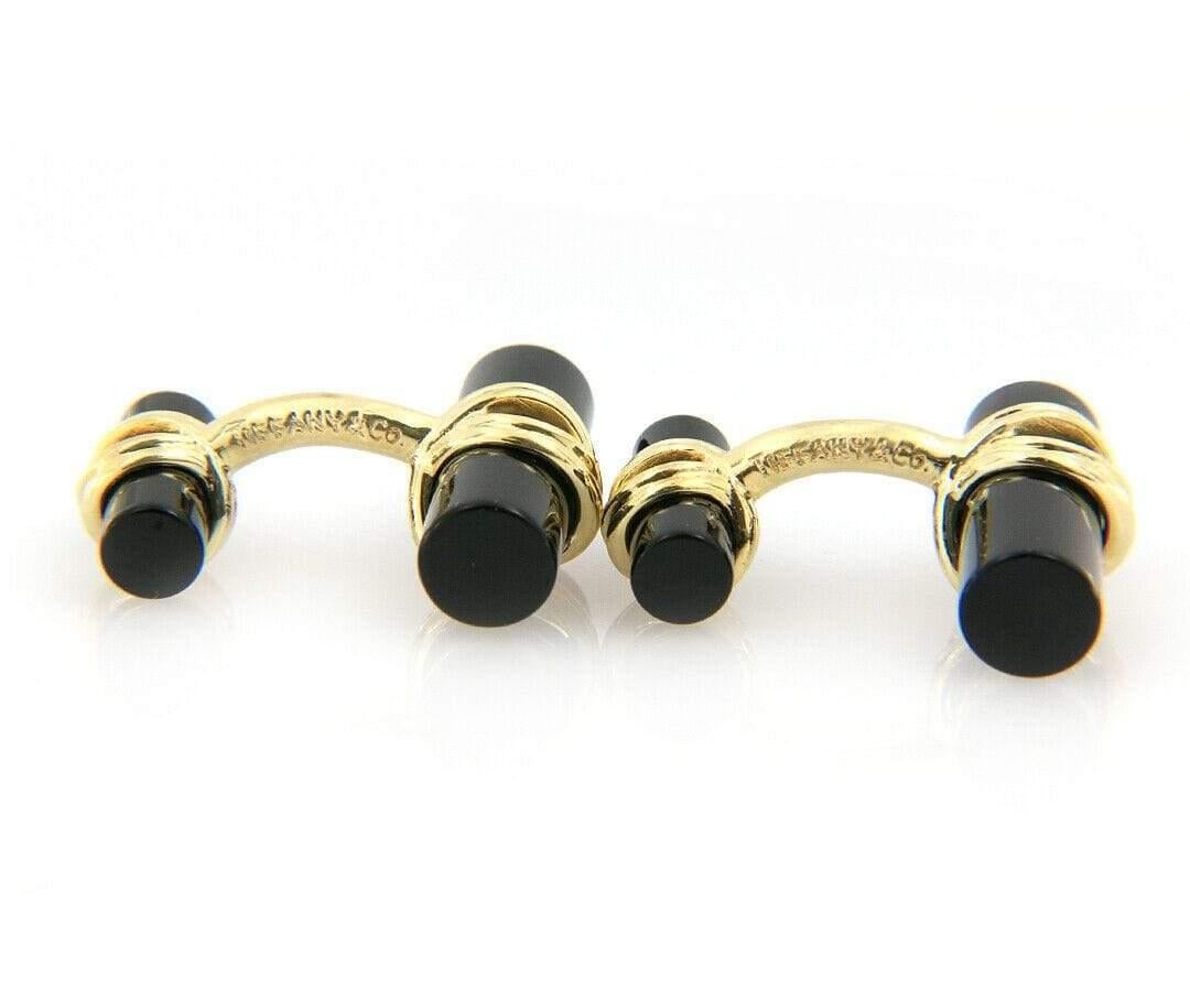 Mixed Cut Tiffany & Co. Black Onyx Cufflinks in 18K Yellow Gold For Sale