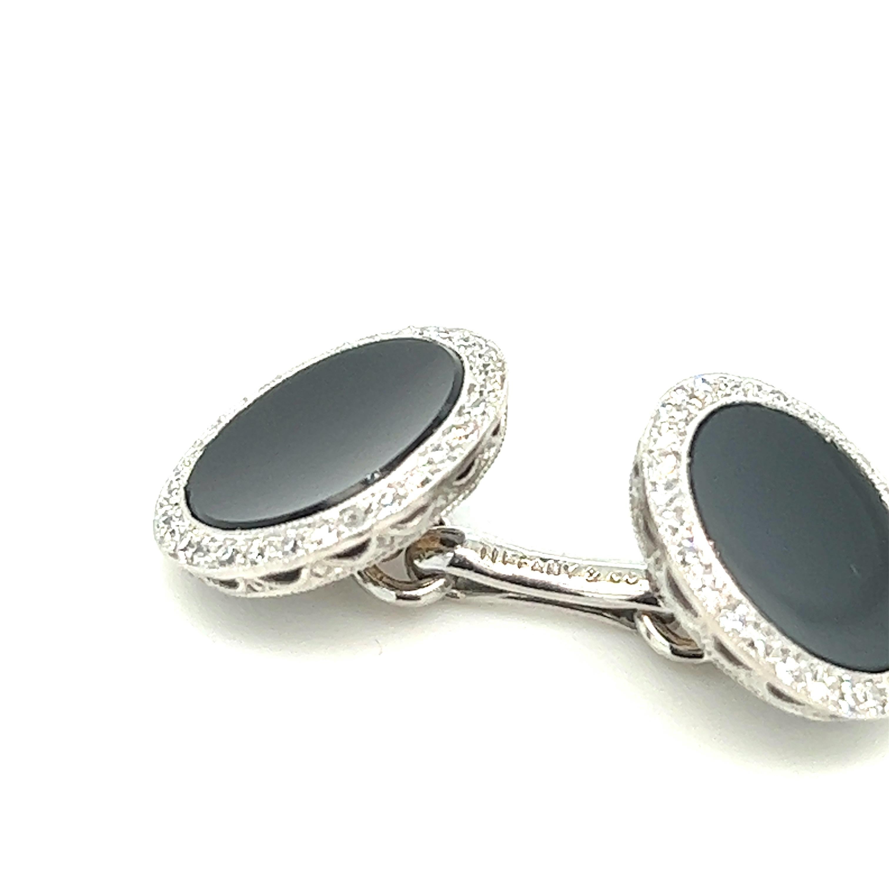 Men's Tiffany & Co. Black Onyx Diamond Dress Set For Sale