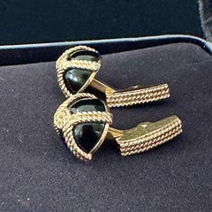 Tiffany & Co Black Onyx Yellow Gold Cufflinks 14k