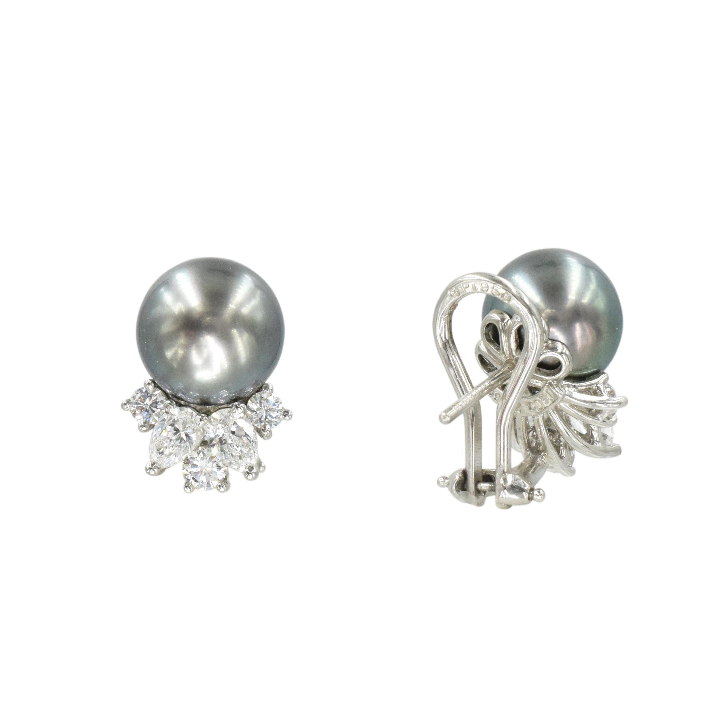 tiffany diamond pearl earrings