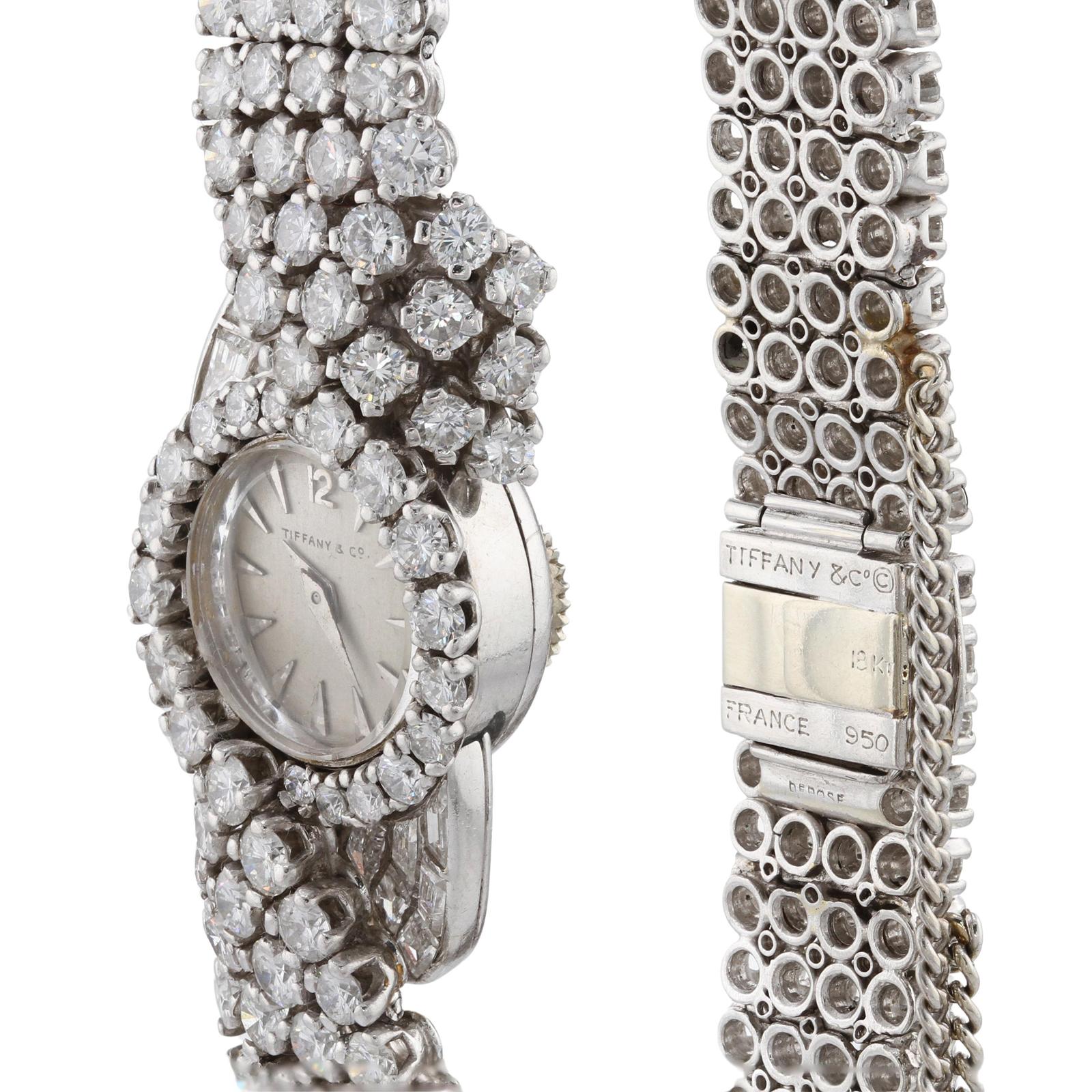 Women's TIFFANY & CO. BLANCPAIN Diamond Platinum 1960s Bracelet Watch For Sale