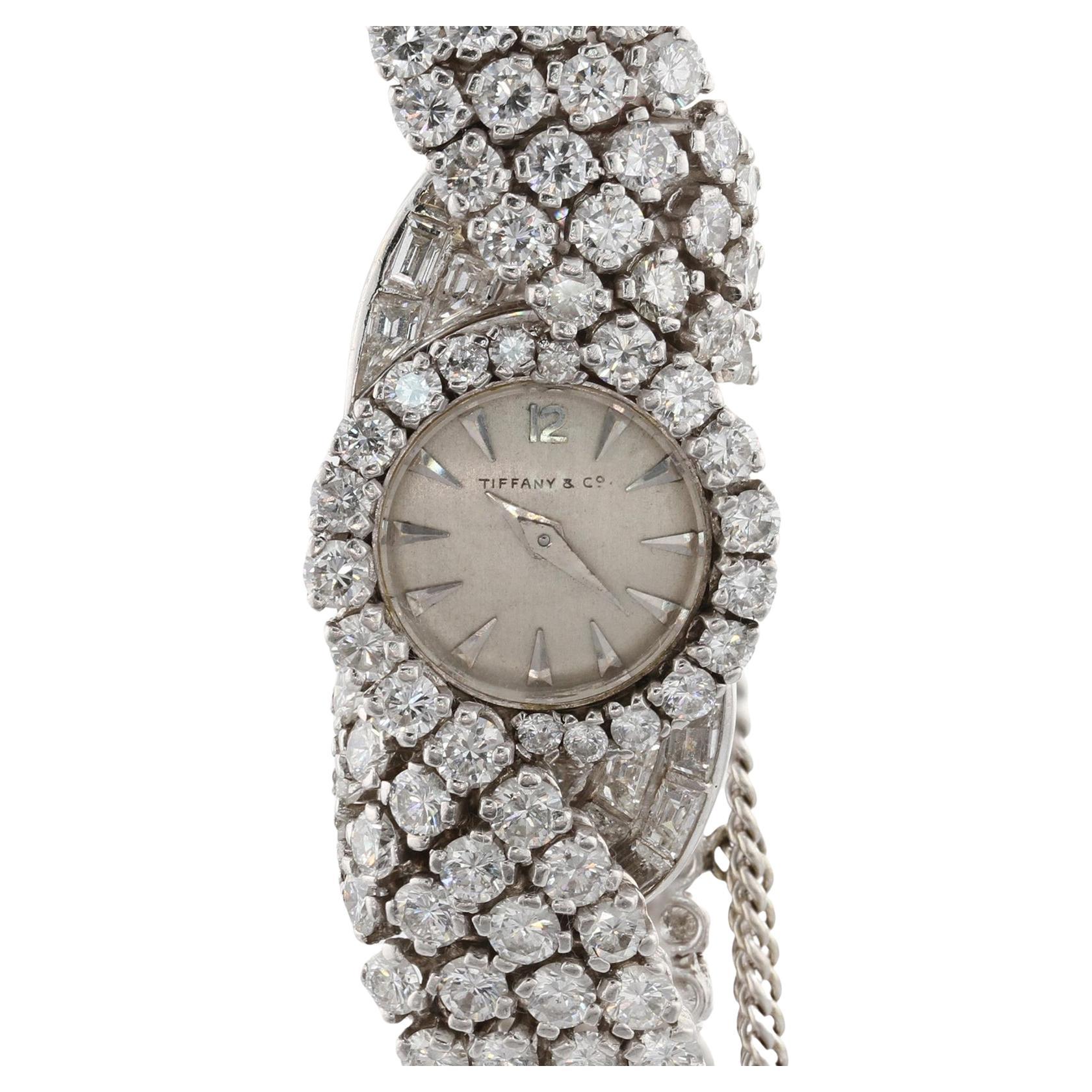 TIFFANY & CO. BLANCPAIN Diamond Platinum 1960s Bracelet Watch For Sale