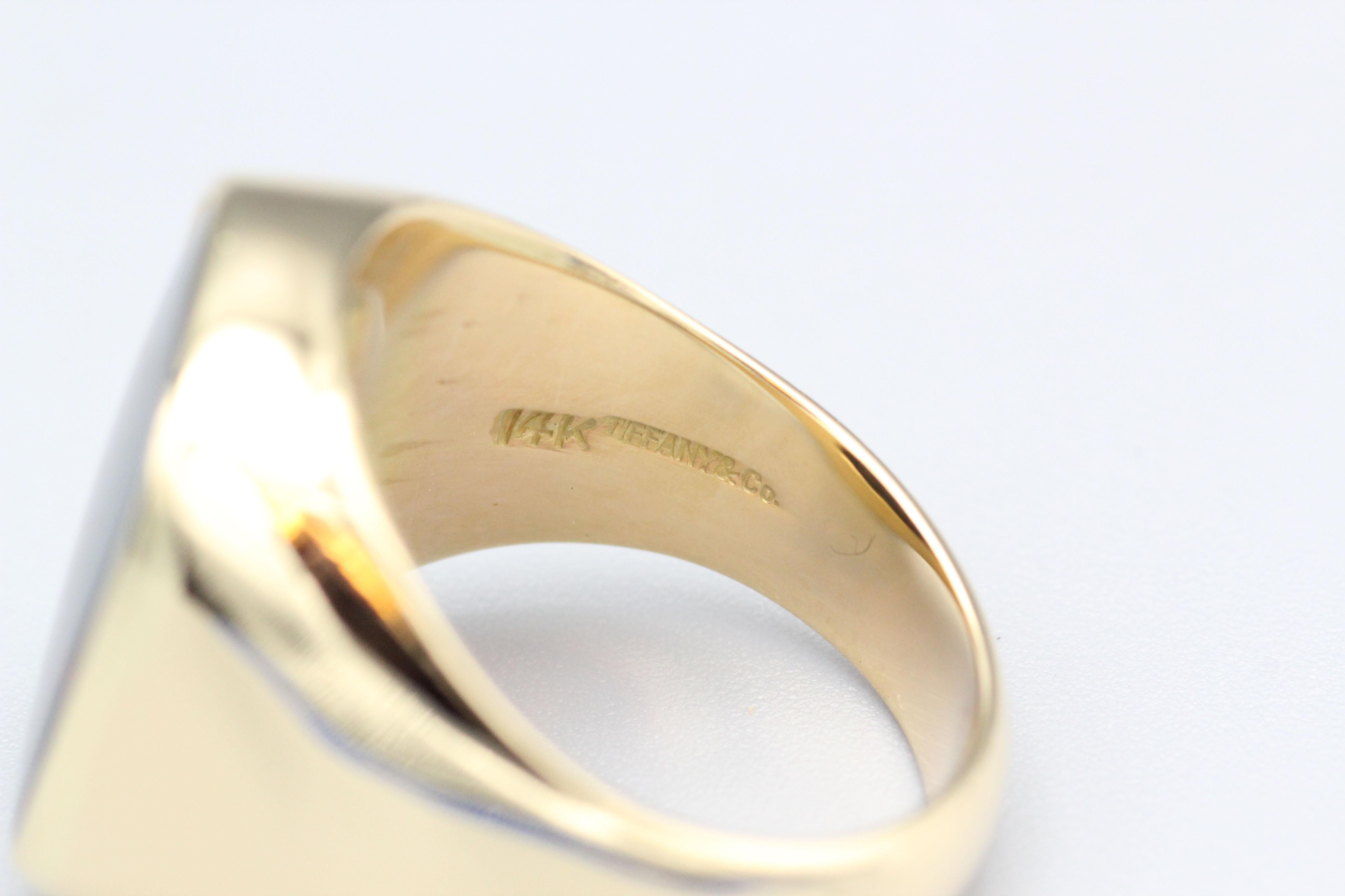 Tiffany & Co. Bloodstone  14K Yellow Gold Men's Signet Ring 1