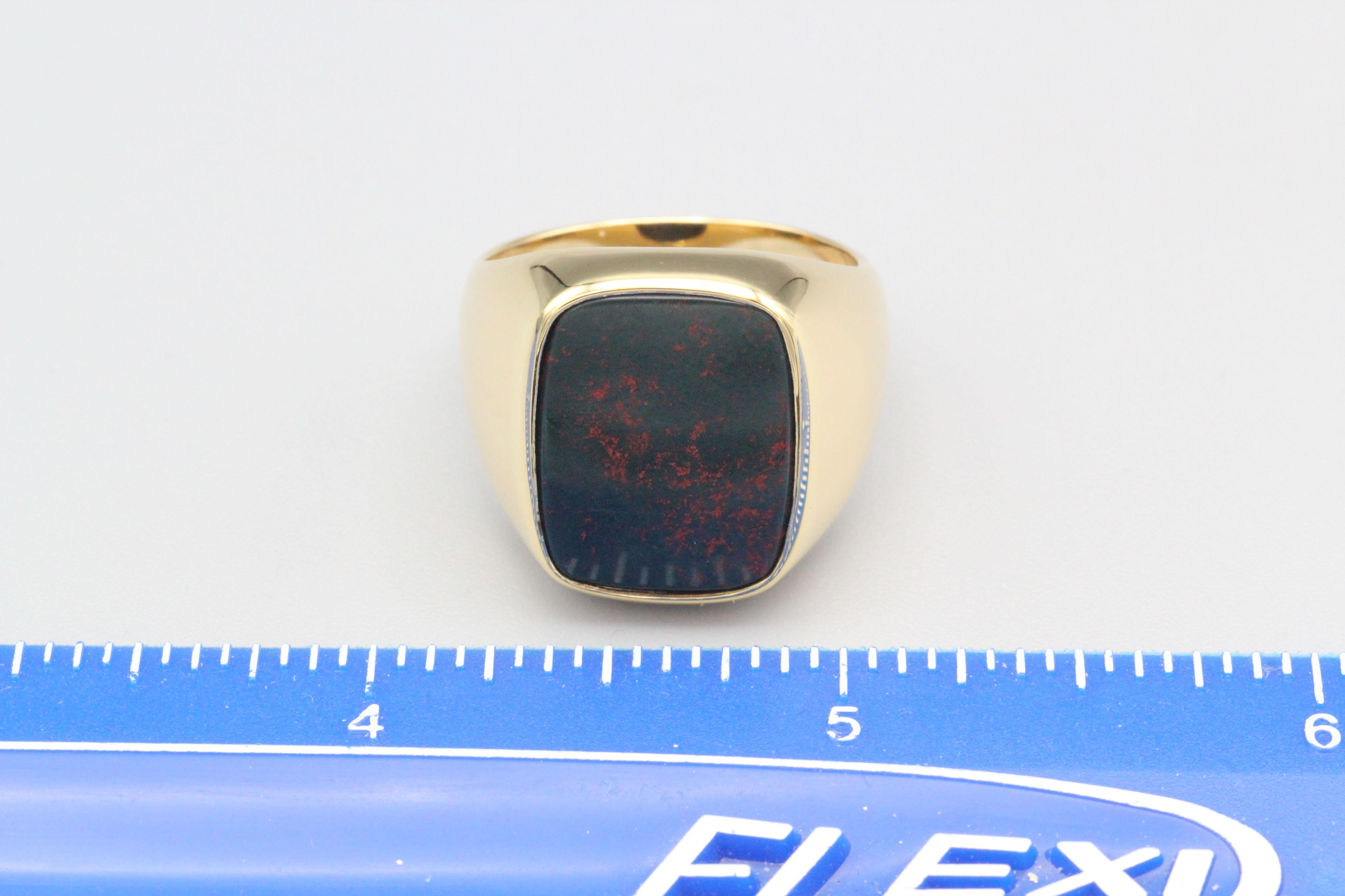 Tiffany & Co. Bloodstone  14K Yellow Gold Men's Signet Ring 2