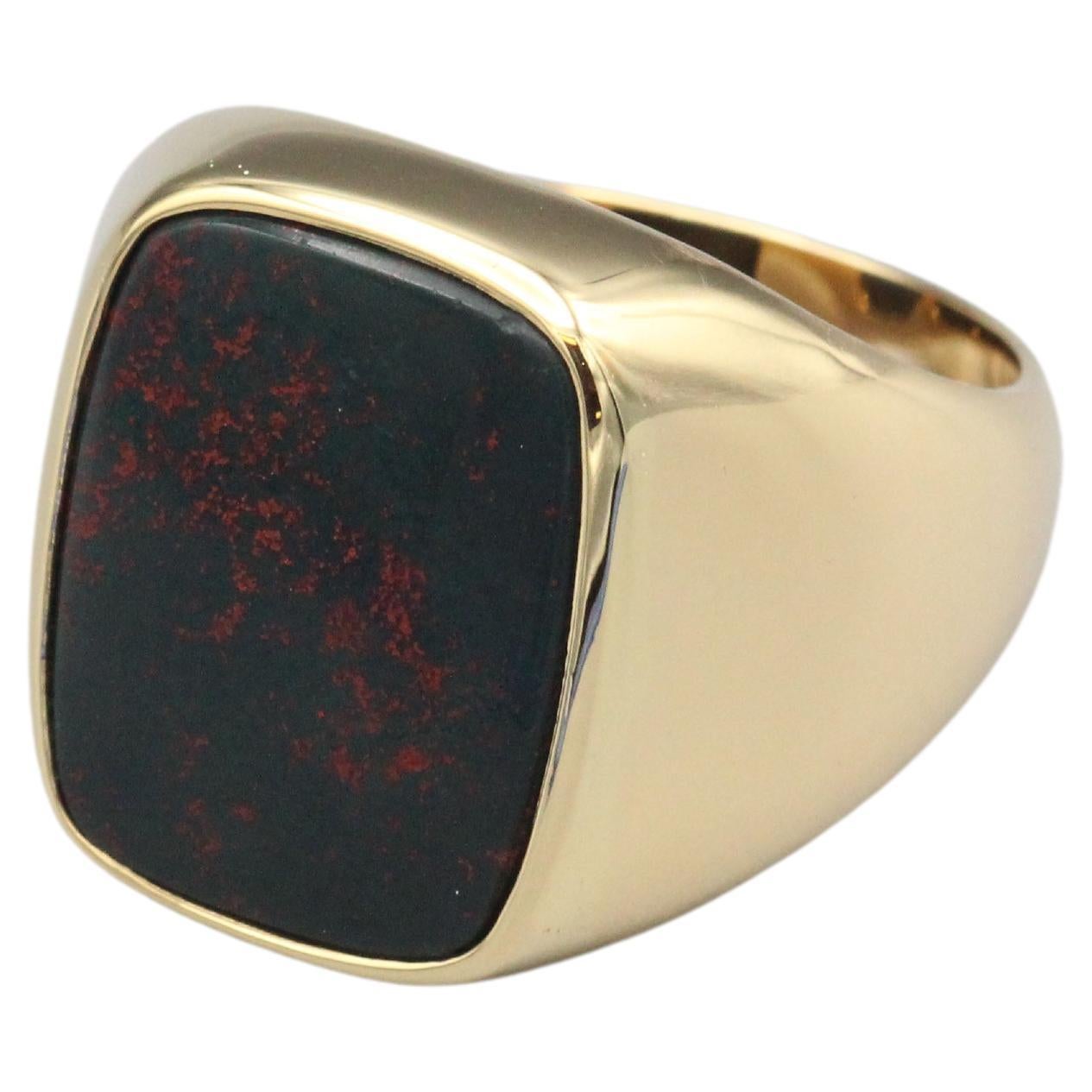 Antique 18ct gold Bloodstone signet ring - Ruby Lane