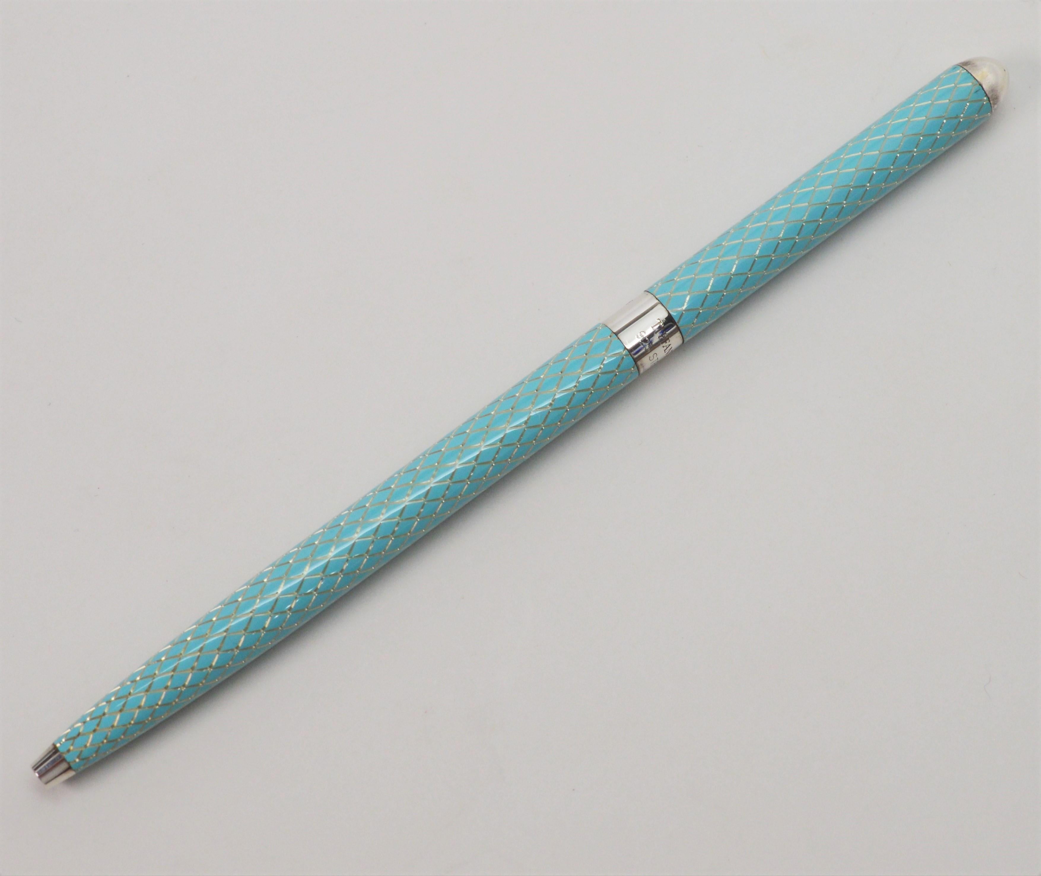Tiffany & Co. Blue Diamond Structure Ball Point Pen In Excellent Condition In Mount Kisco, NY