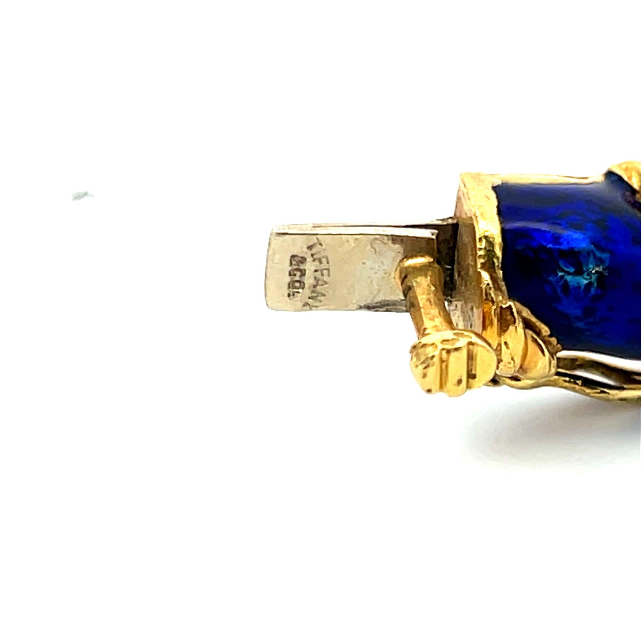 Tiffany & Co Bracelet jonc en or jaune 18 carats et émail bleu en vente 2