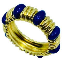 Vintage Tiffany & Co. Blue Enamel Gold Band Ring